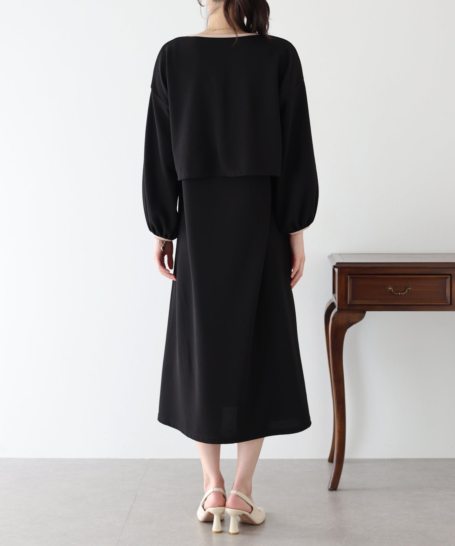 【SALE】配色カーディガン&ワンピースセットアップ