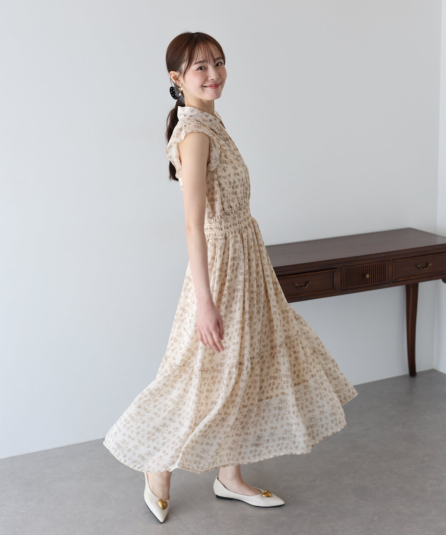 【TIME SALE】プリントフリルワンピース