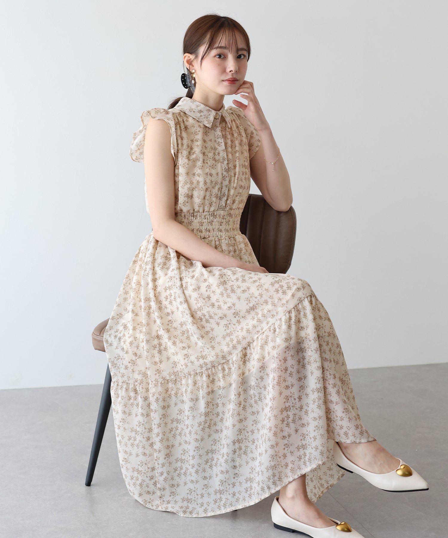 【TIME SALE】プリントフリルワンピース