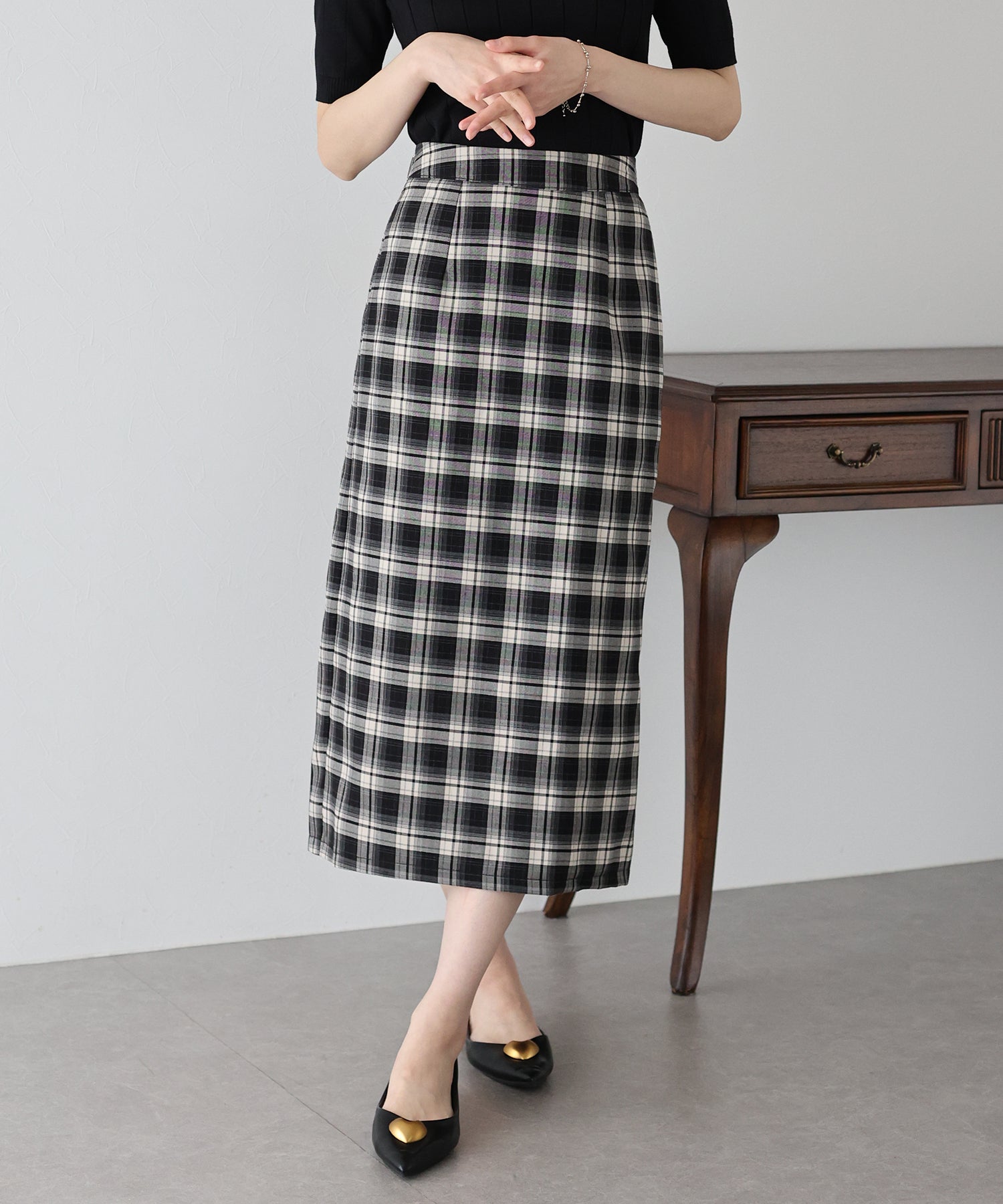 【SALE】チェック柄タイトスカート