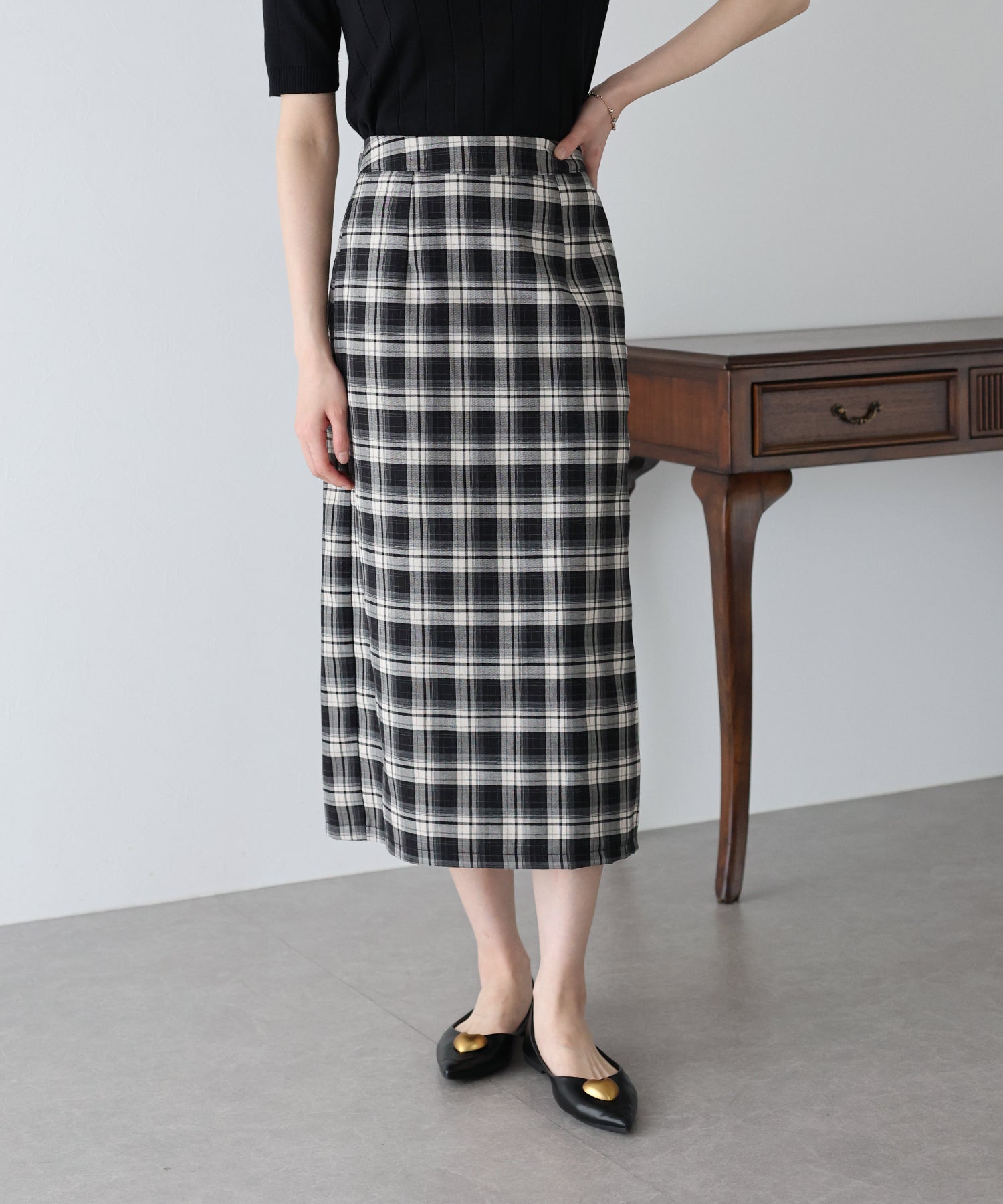 【SALE】チェック柄タイトスカート