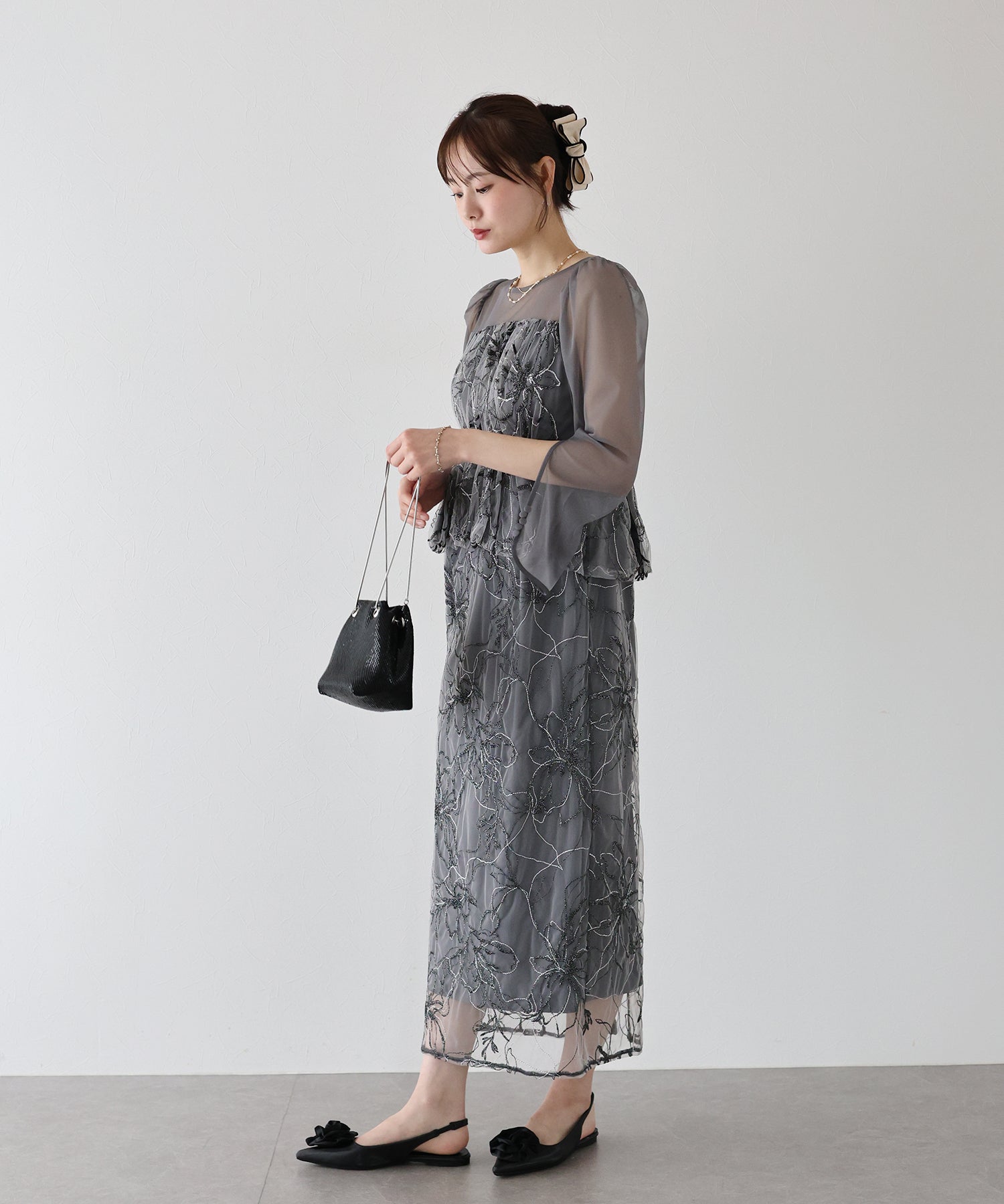 【TIME SALE】レースペプラムパーティードレス