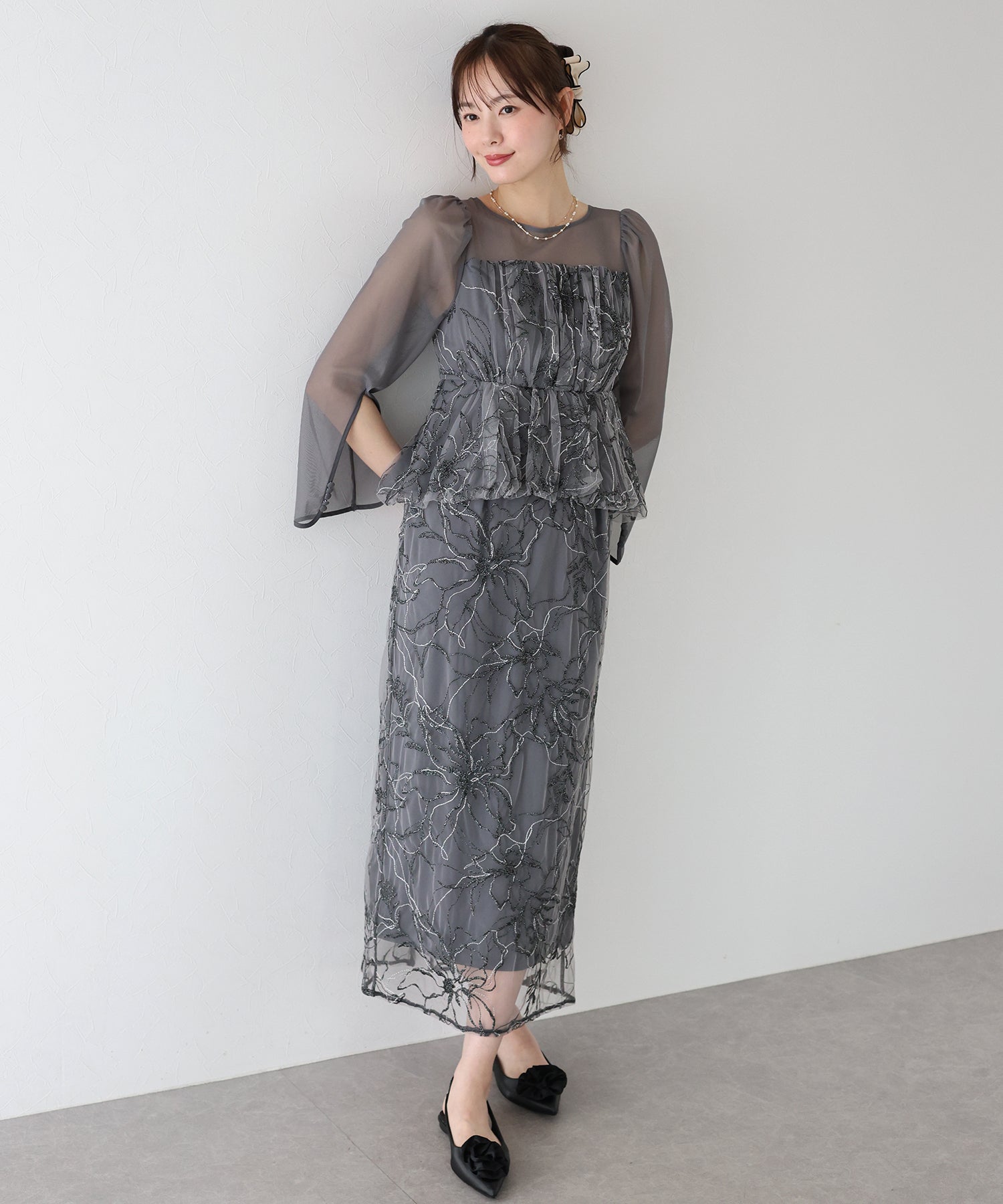 【TIME SALE】レースペプラムパーティードレス