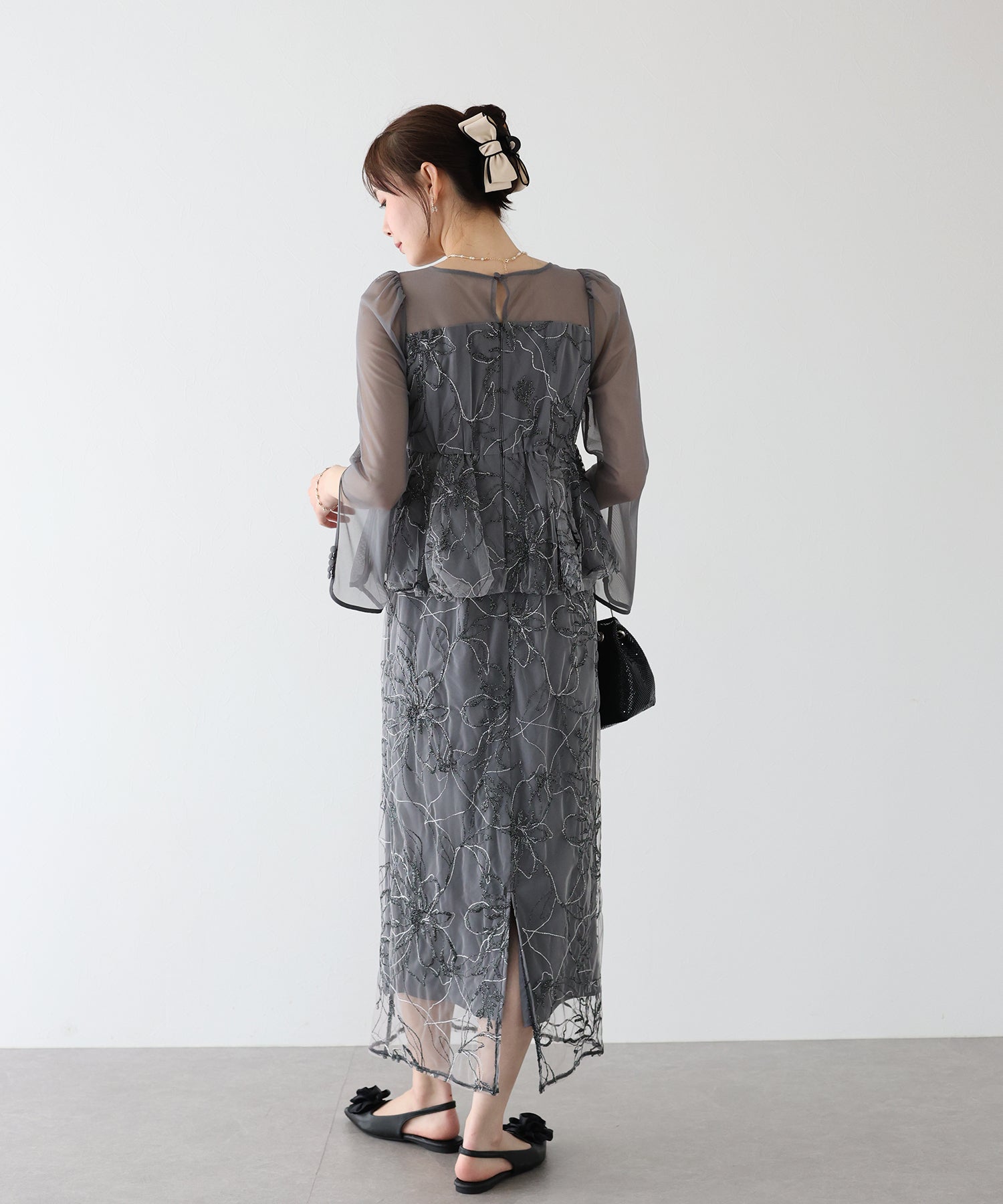 【TIME SALE】レースペプラムパーティードレス