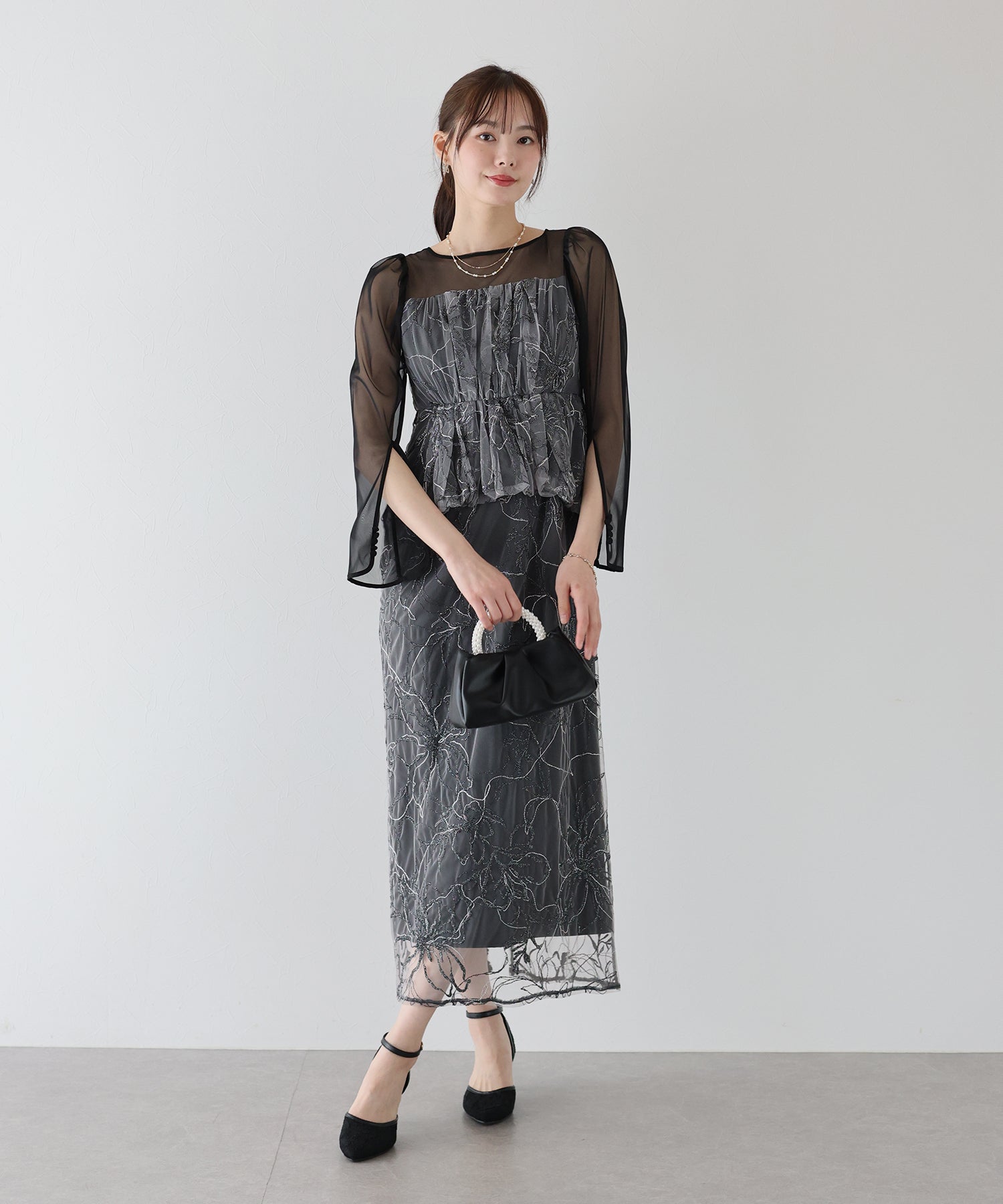 【TIME SALE】レースペプラムパーティードレス