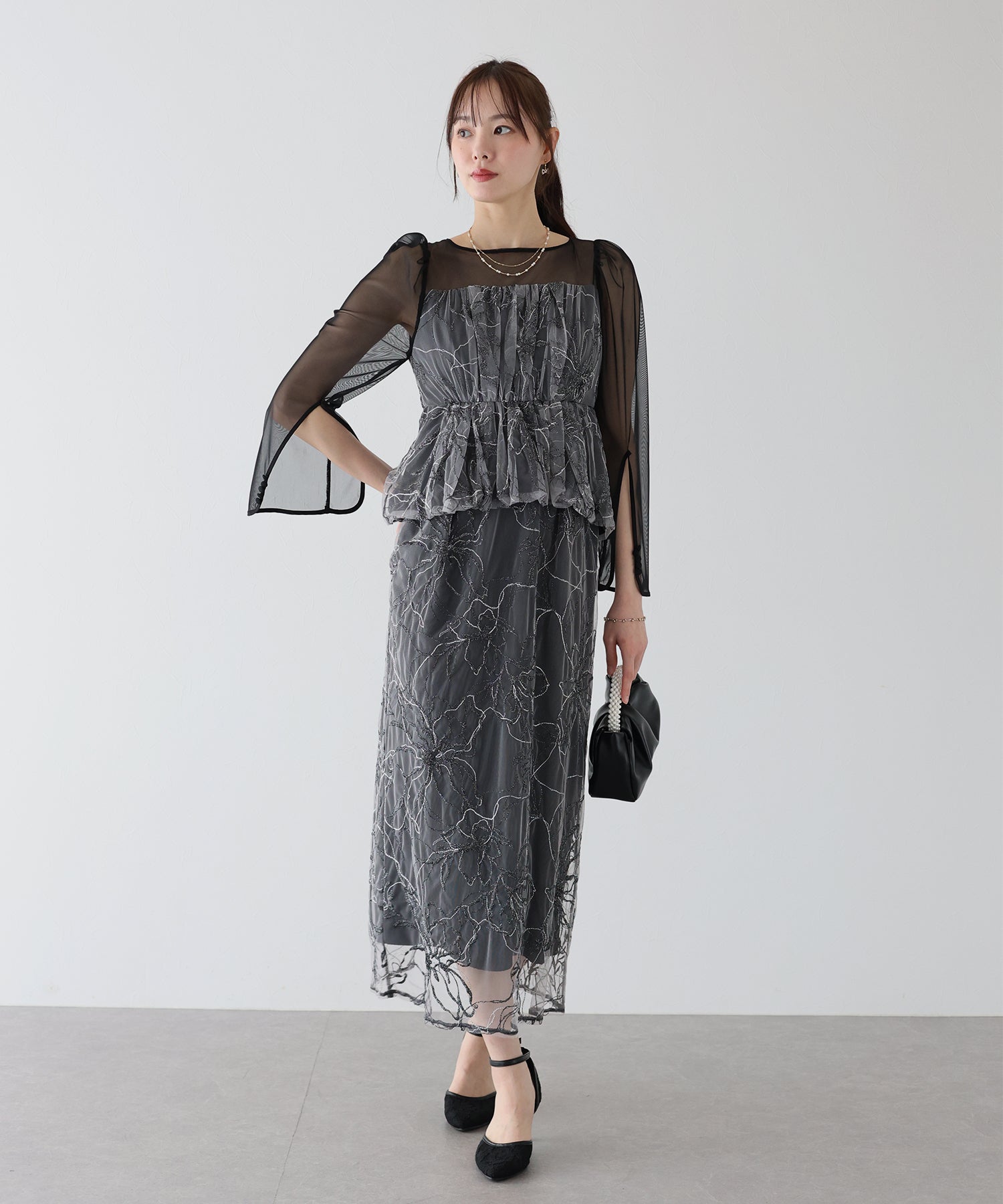 【TIME SALE】レースペプラムパーティードレス