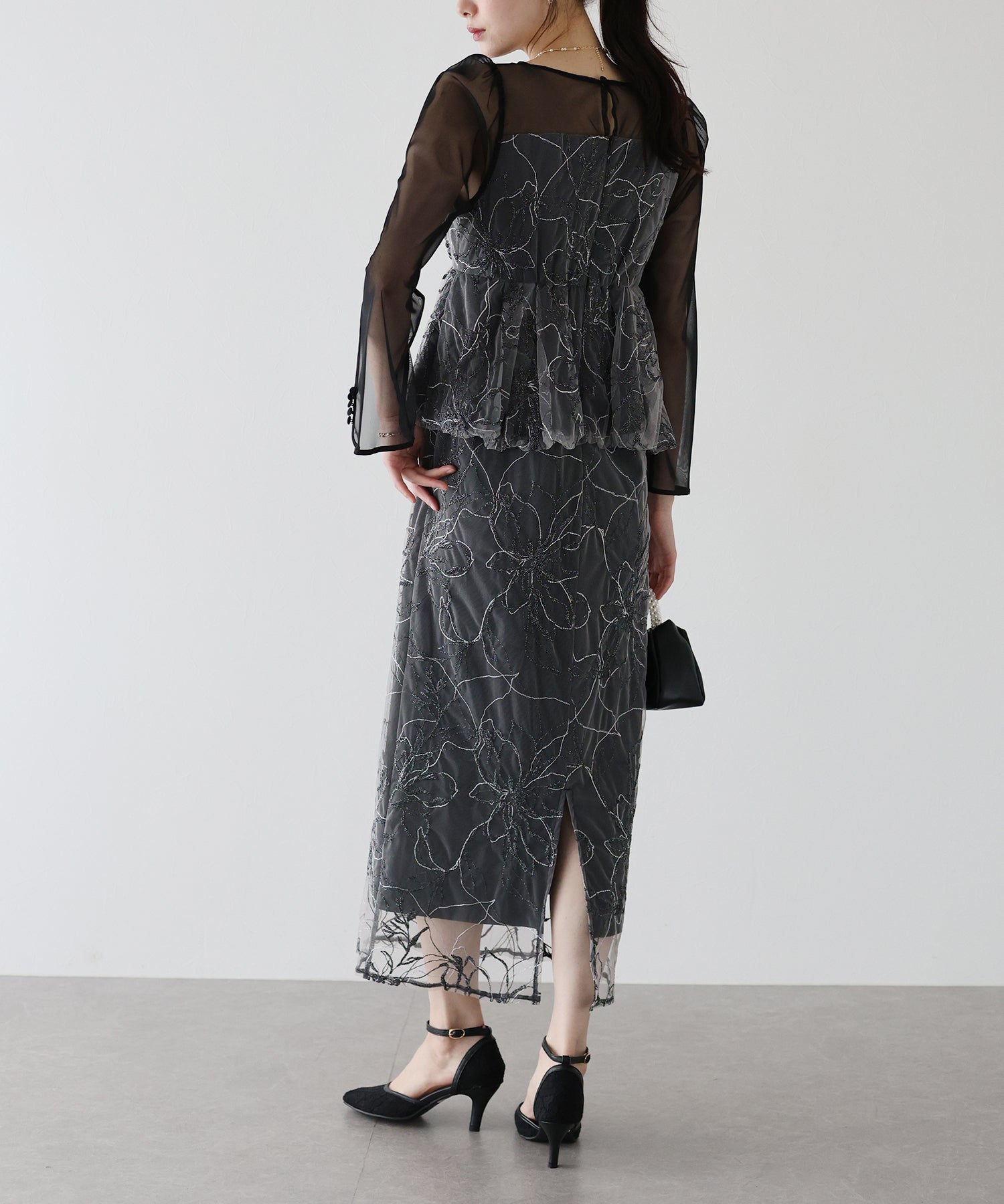 【TIME SALE】レースペプラムパーティードレス