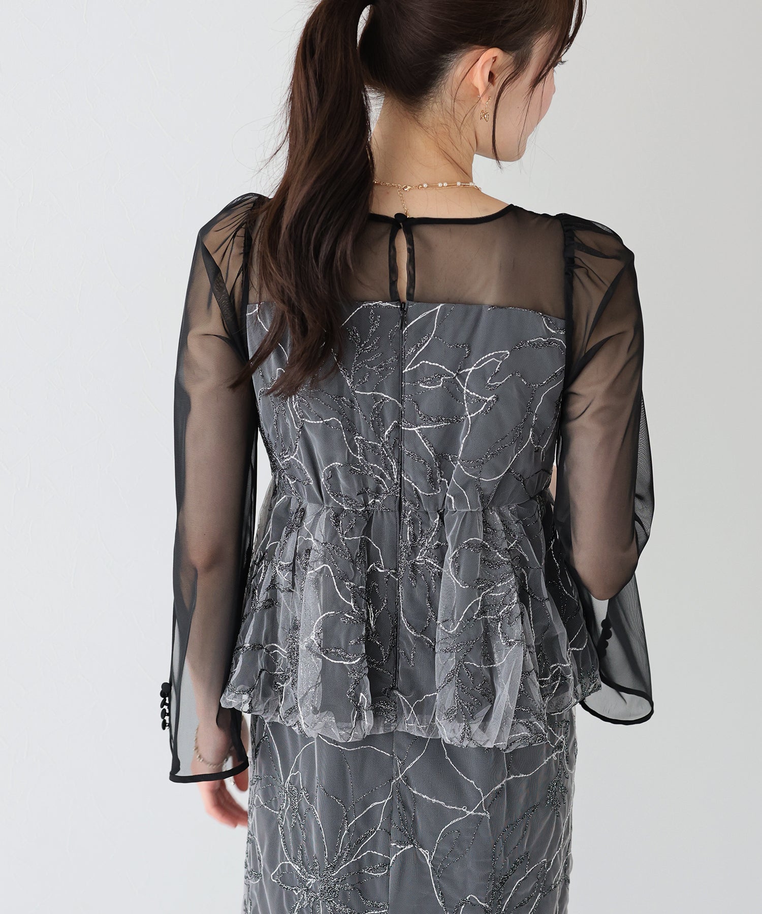 【TIME SALE】レースペプラムパーティードレス