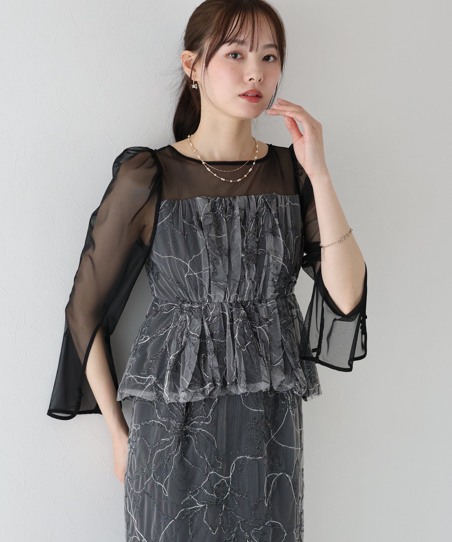 【TIME SALE】レースペプラムパーティードレス