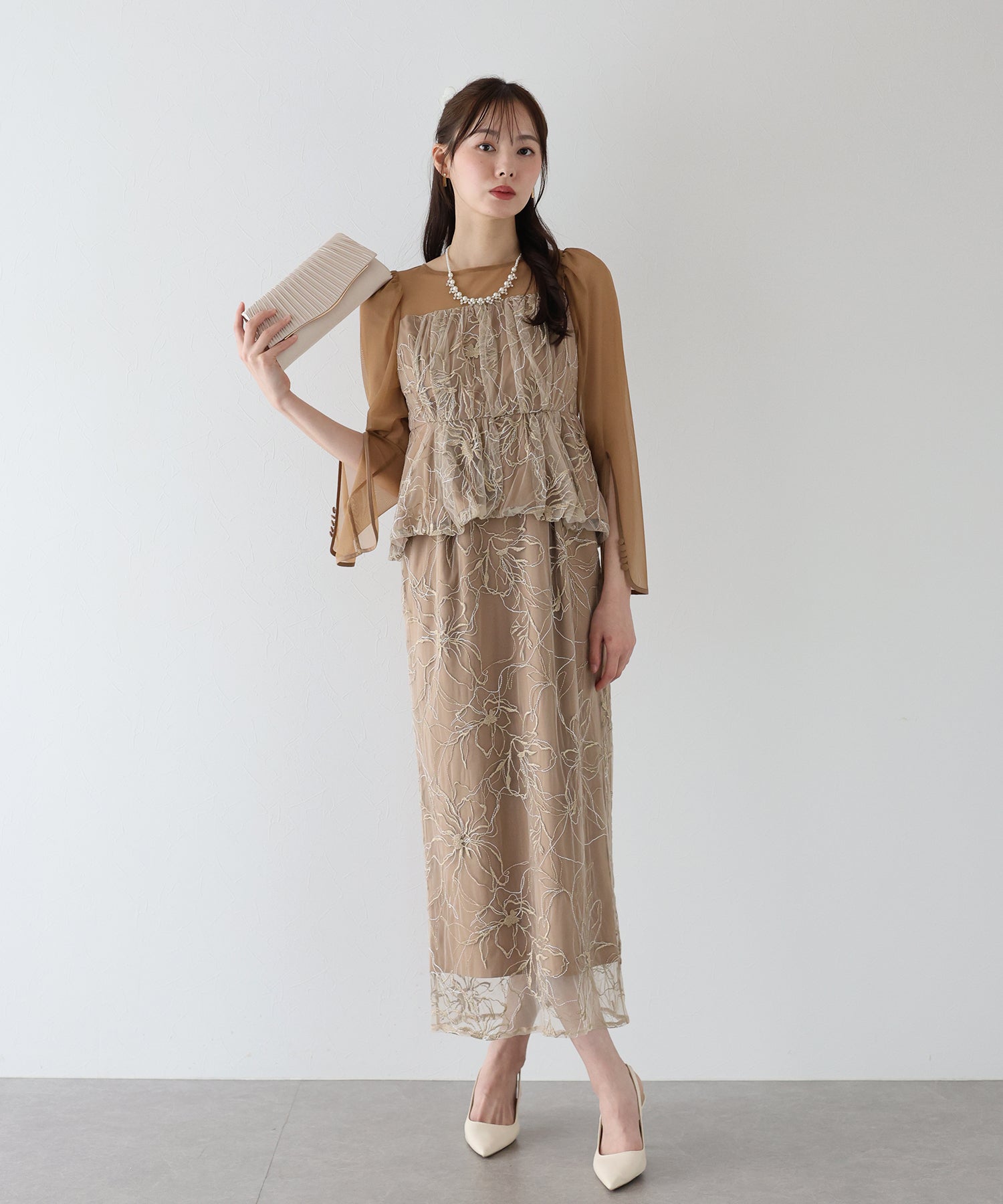 【TIME SALE】レースペプラムパーティードレス