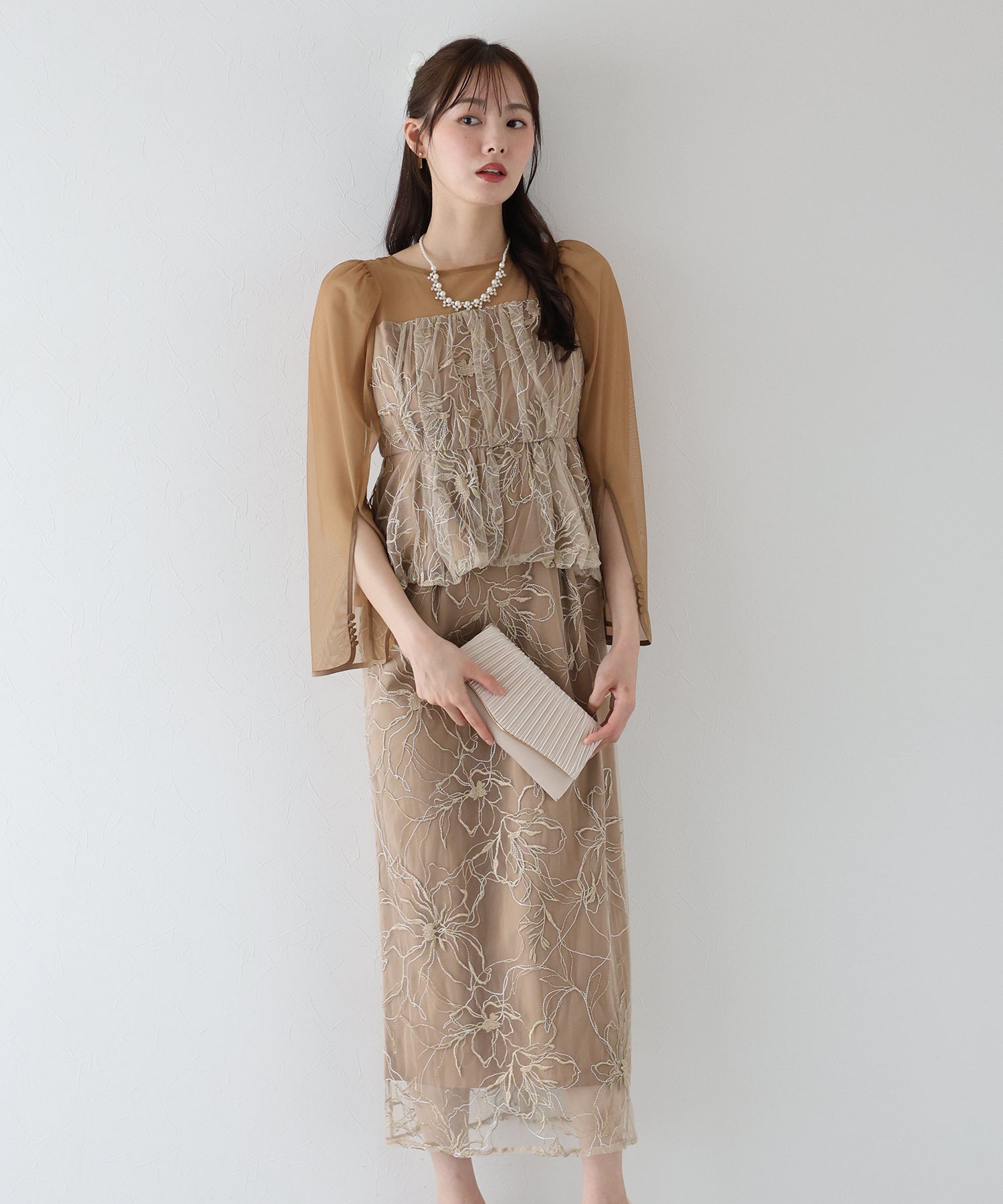 【TIME SALE】レースペプラムパーティードレス