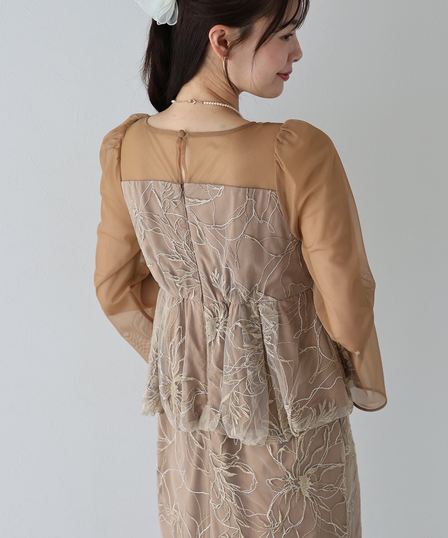 【TIME SALE】レースペプラムパーティードレス