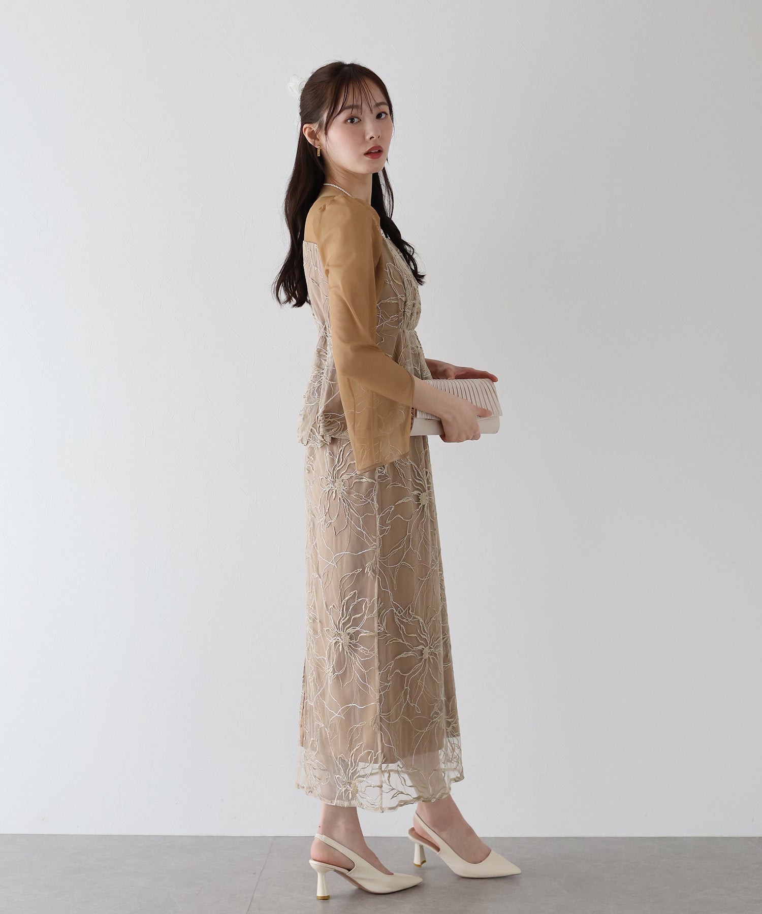 【TIME SALE】レースペプラムパーティードレス