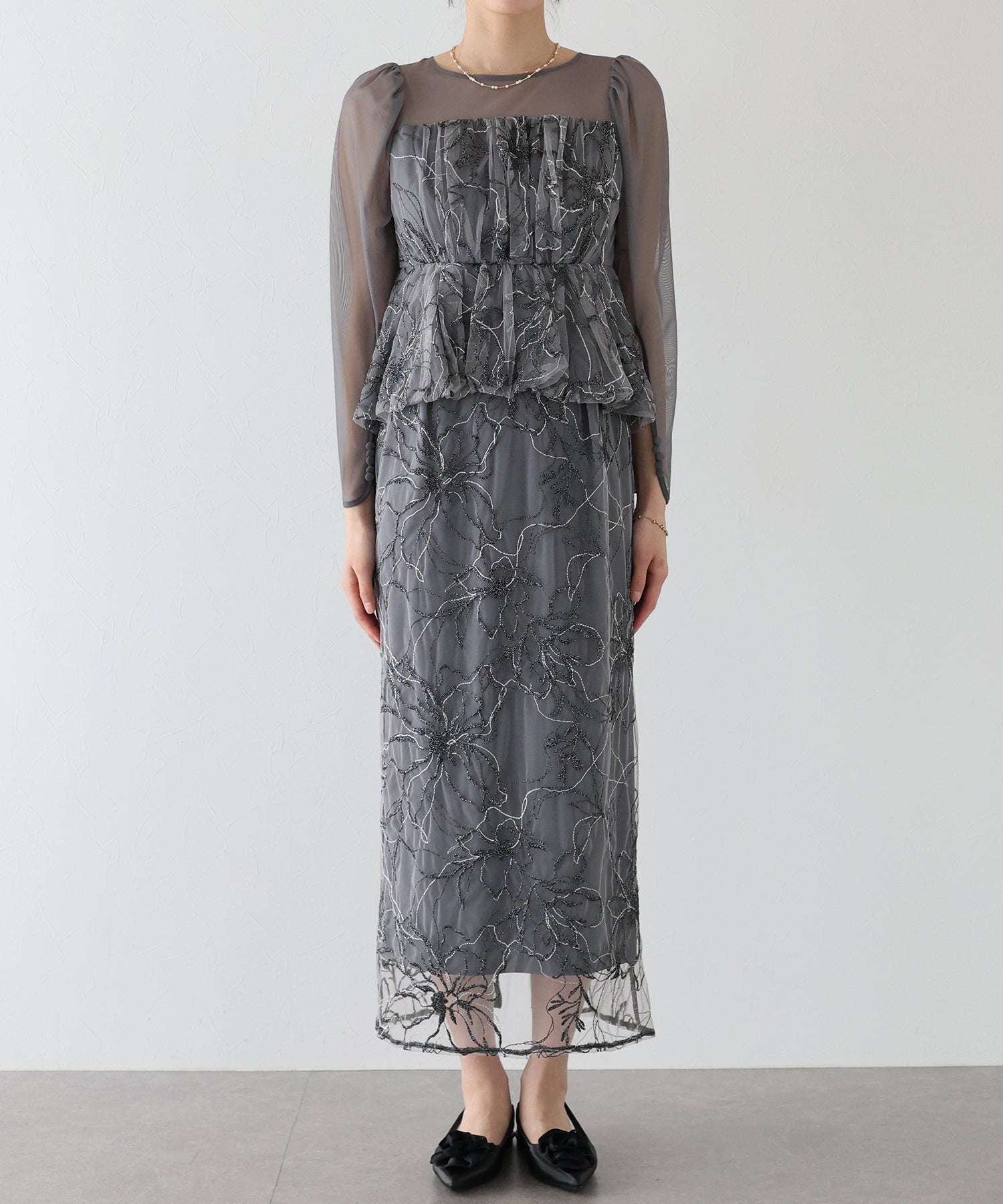 【TIME SALE】レースペプラムパーティードレス