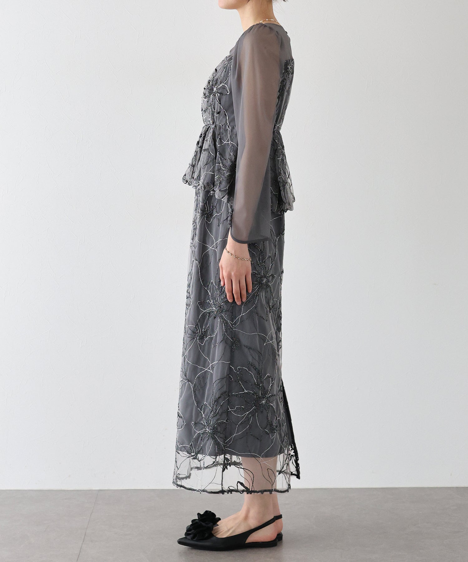 【TIME SALE】レースペプラムパーティードレス