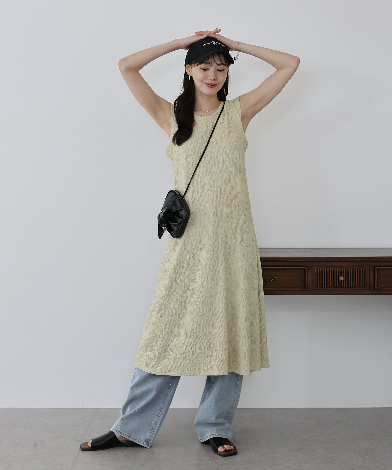 【SALE】フレンチスリーブプリーツワンピース