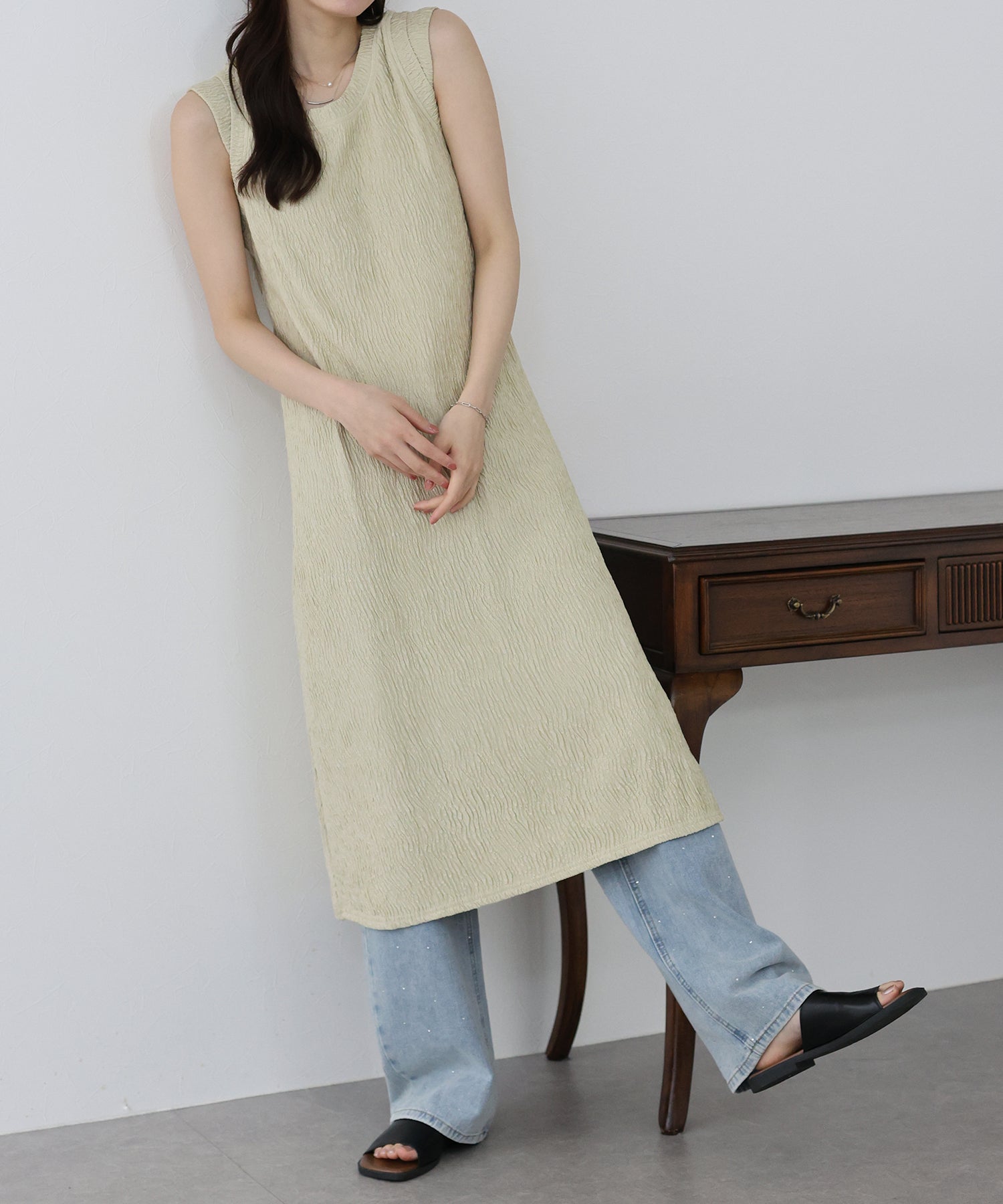 【SALE】フレンチスリーブプリーツワンピース