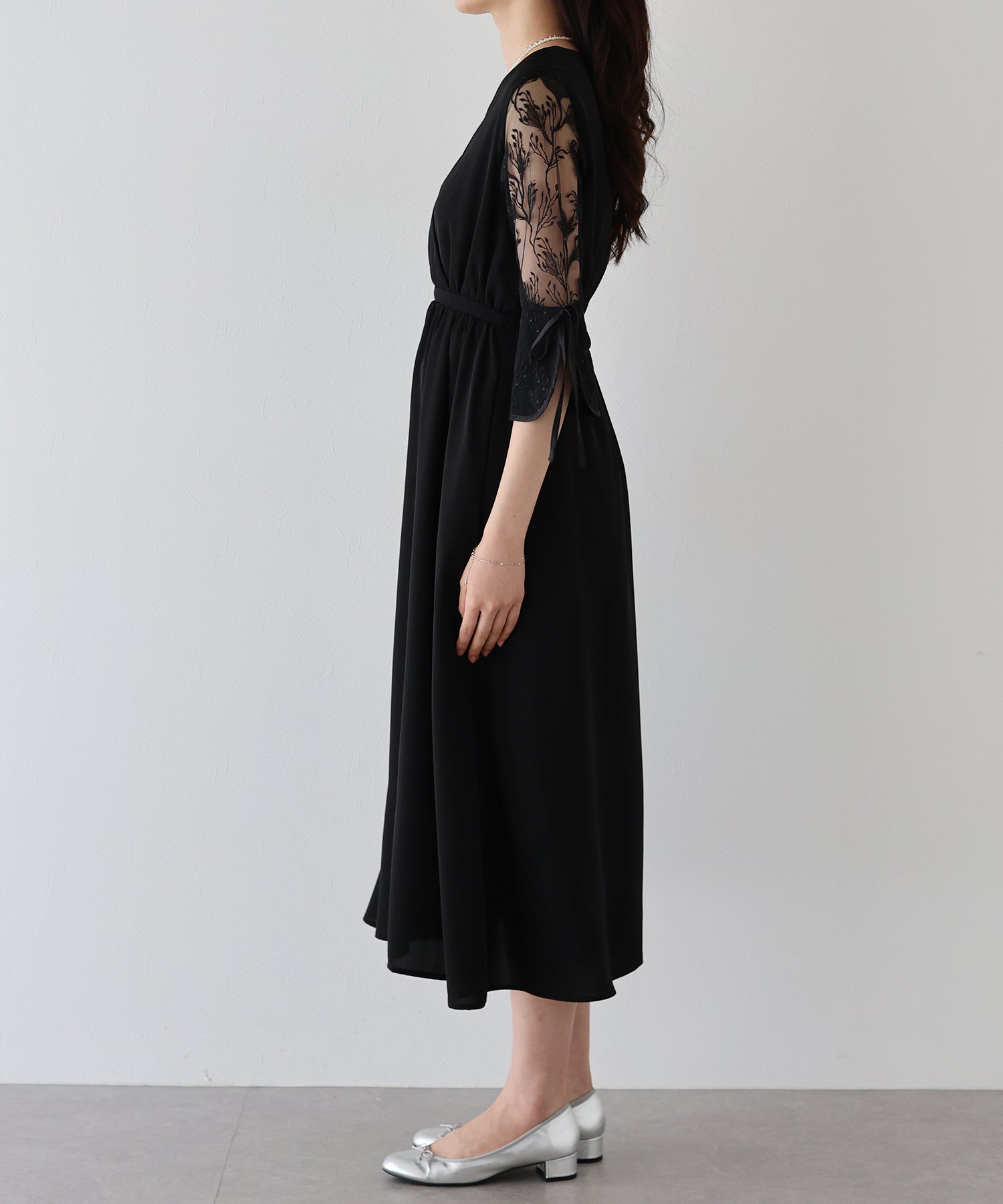 【SALE】フラワー刺繍カシュクールドレス