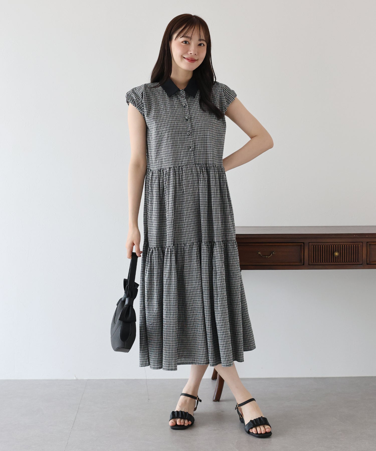 【TIME SALE】衿付きティアードワンピース