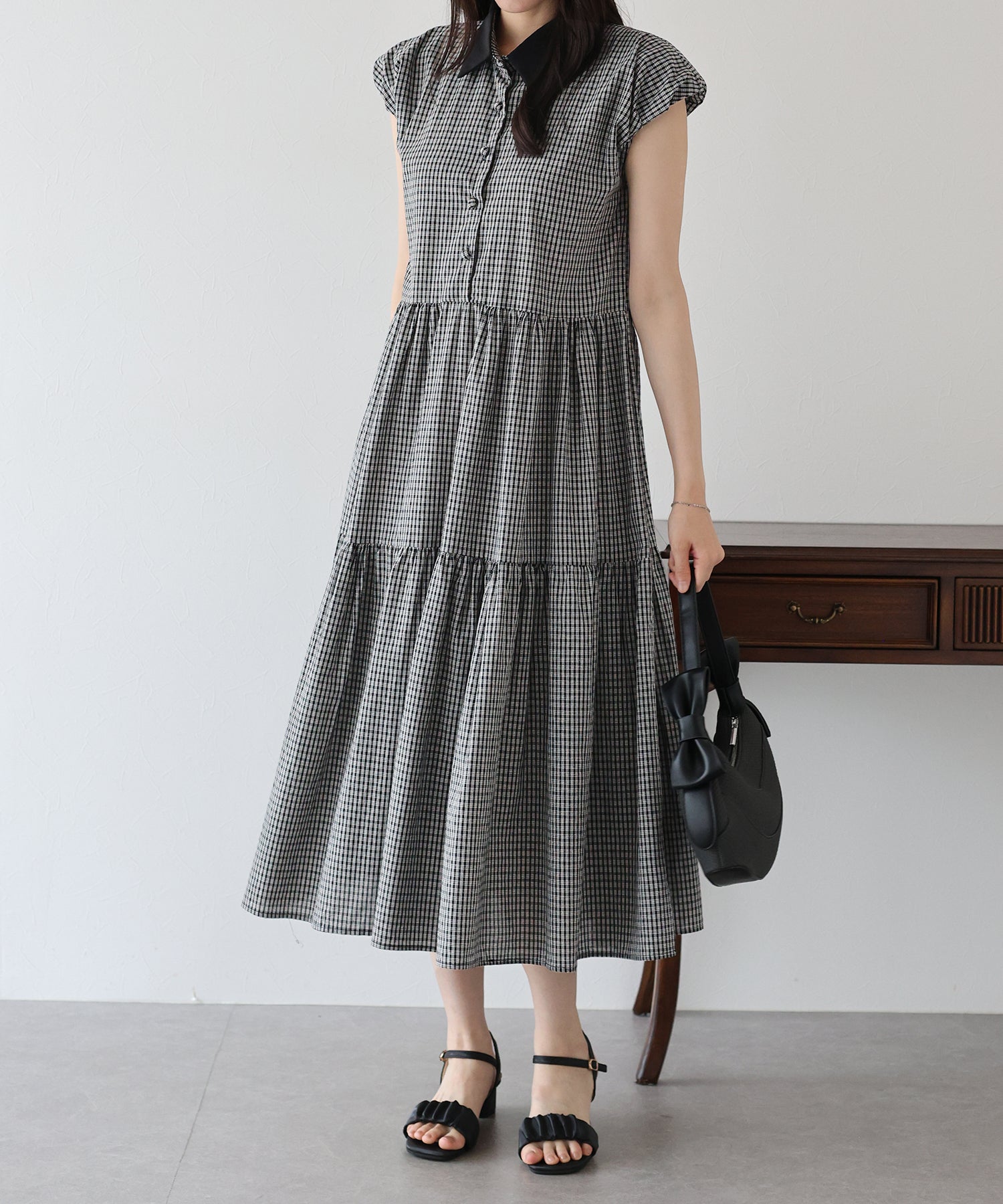 【TIME SALE】衿付きティアードワンピース