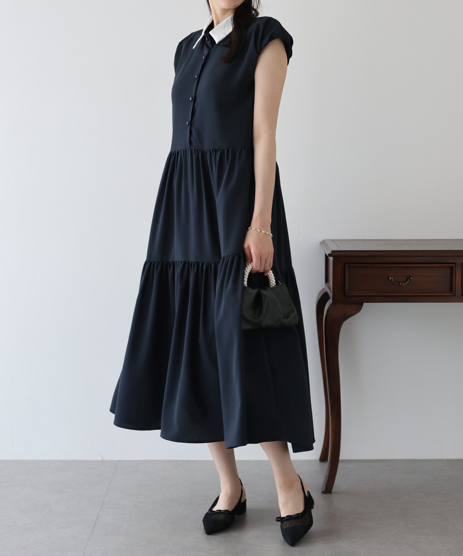 【TIME SALE】衿付きティアードワンピース