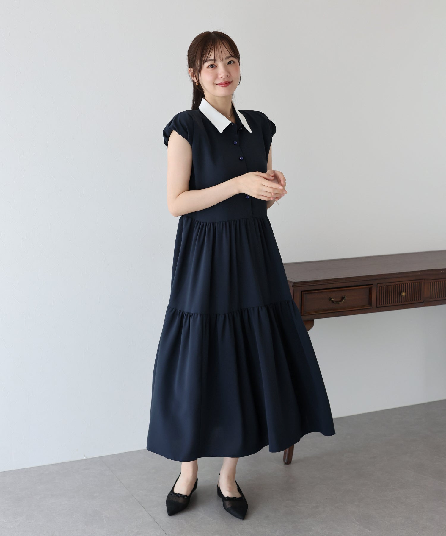 【TIME SALE】衿付きティアードワンピース