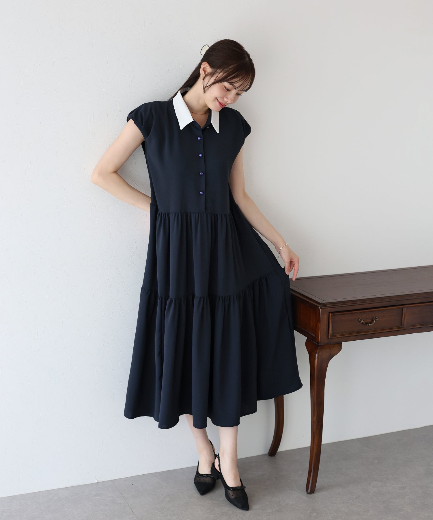 【TIME SALE】衿付きティアードワンピース