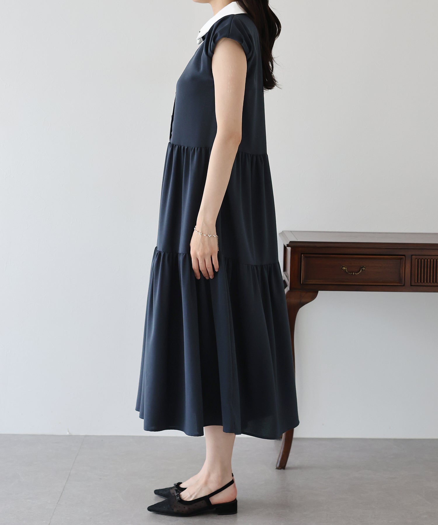 【TIME SALE】衿付きティアードワンピース