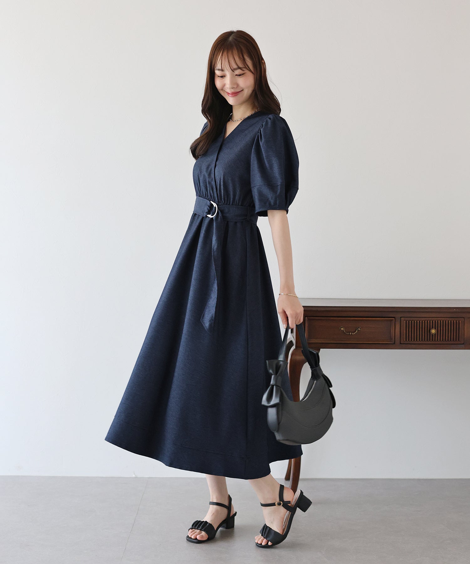 【SALE】デニムライクカシュクールワンピース