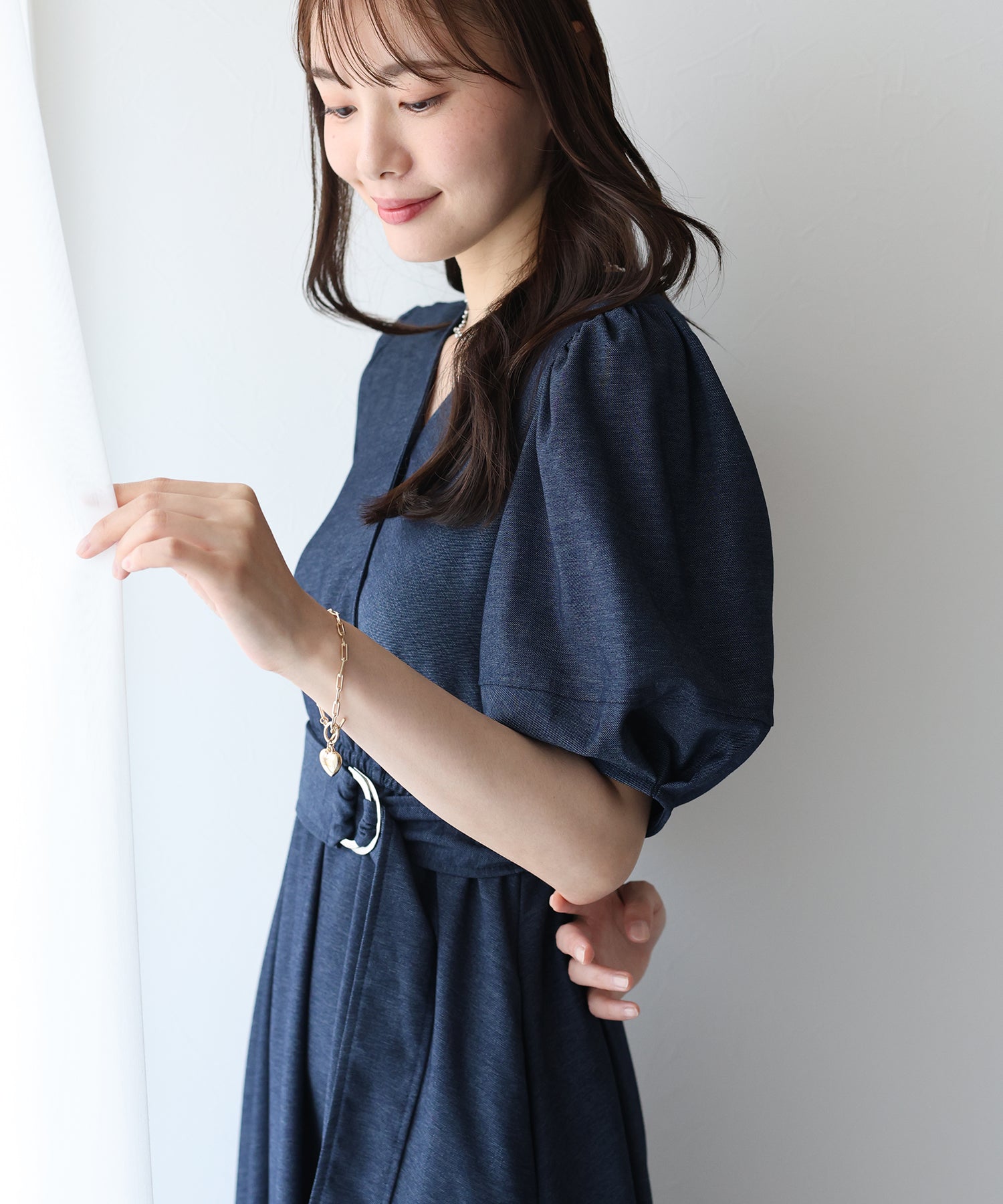 【SALE】デニムライクカシュクールワンピース