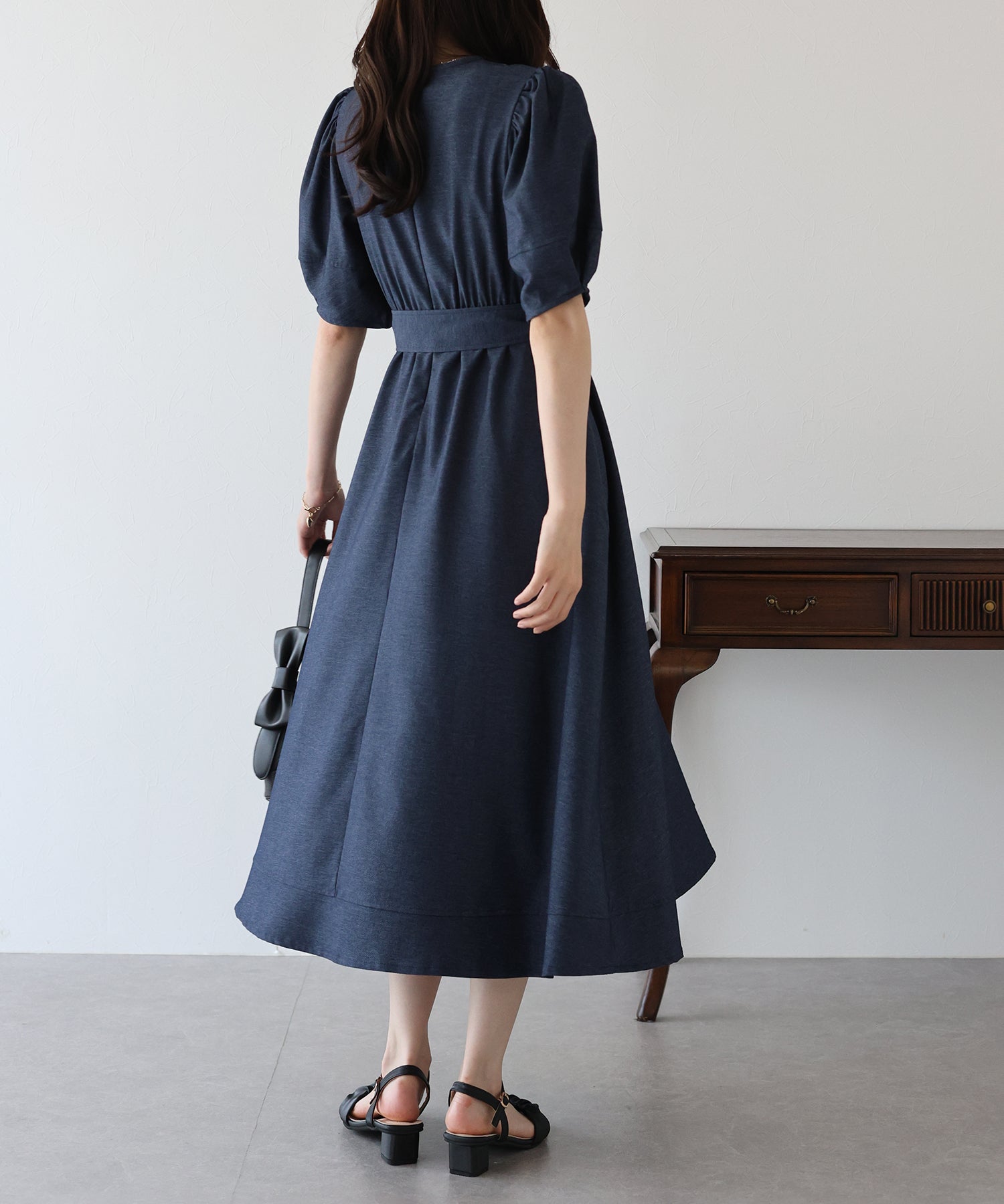 【SALE】デニムライクカシュクールワンピース