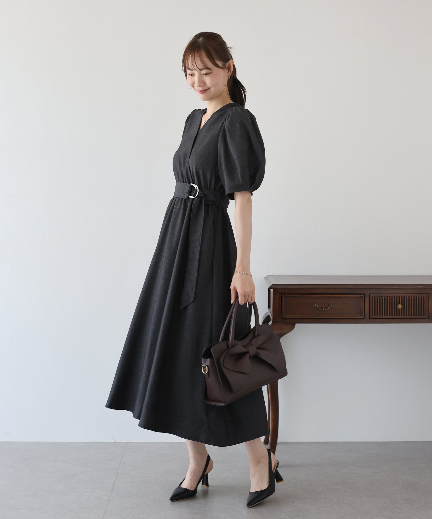 【SALE】デニムライクカシュクールワンピース