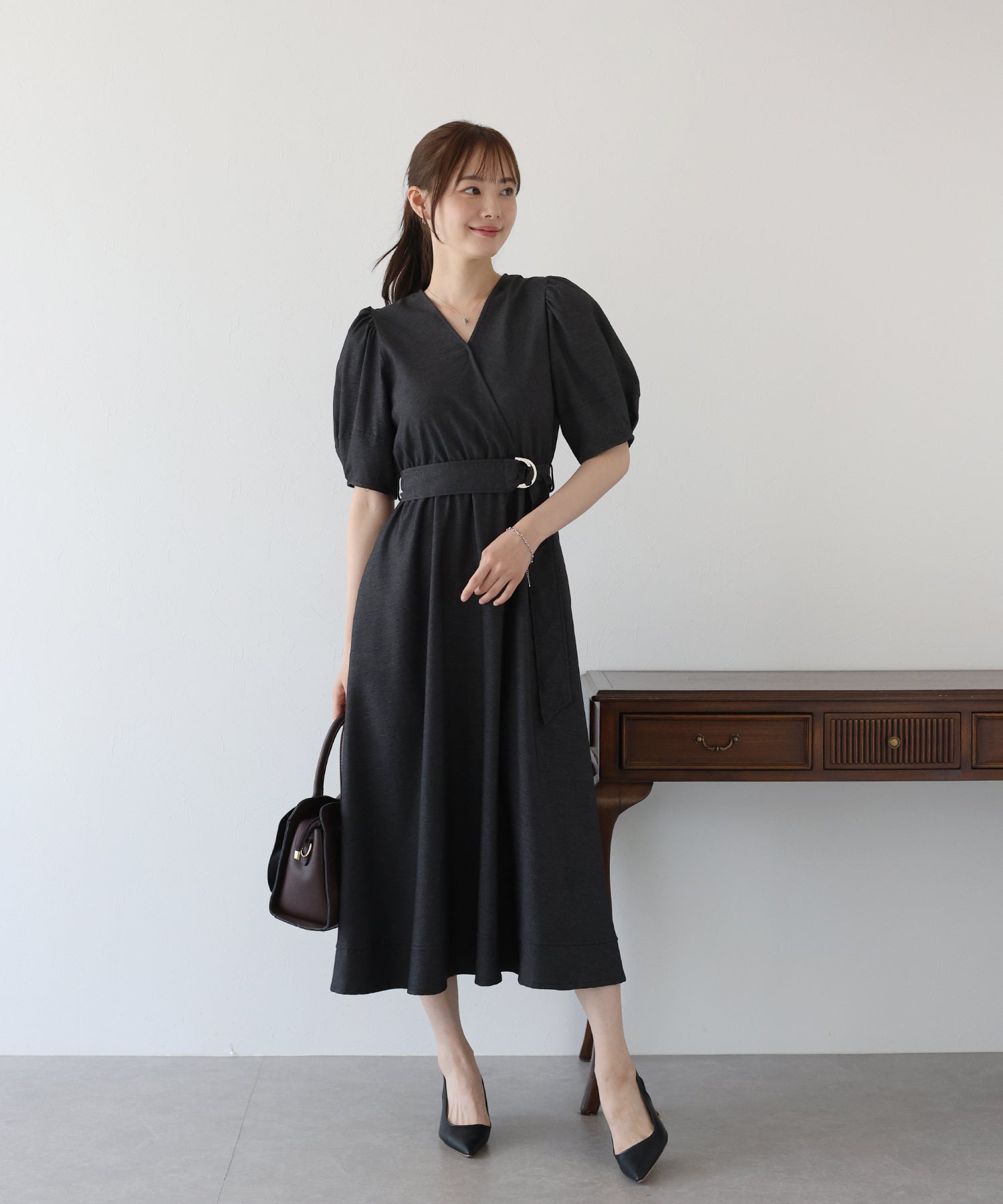 【SALE】デニムライクカシュクールワンピース