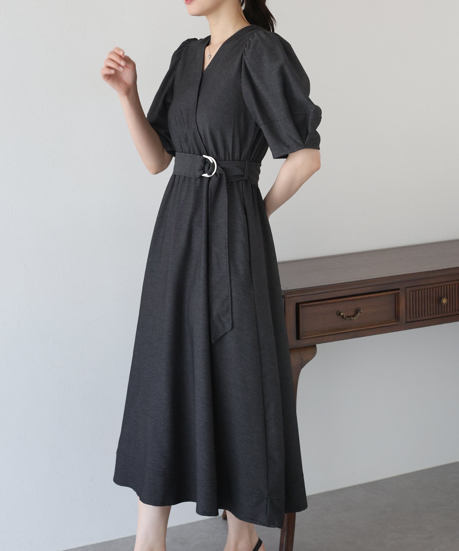 【SALE】デニムライクカシュクールワンピース