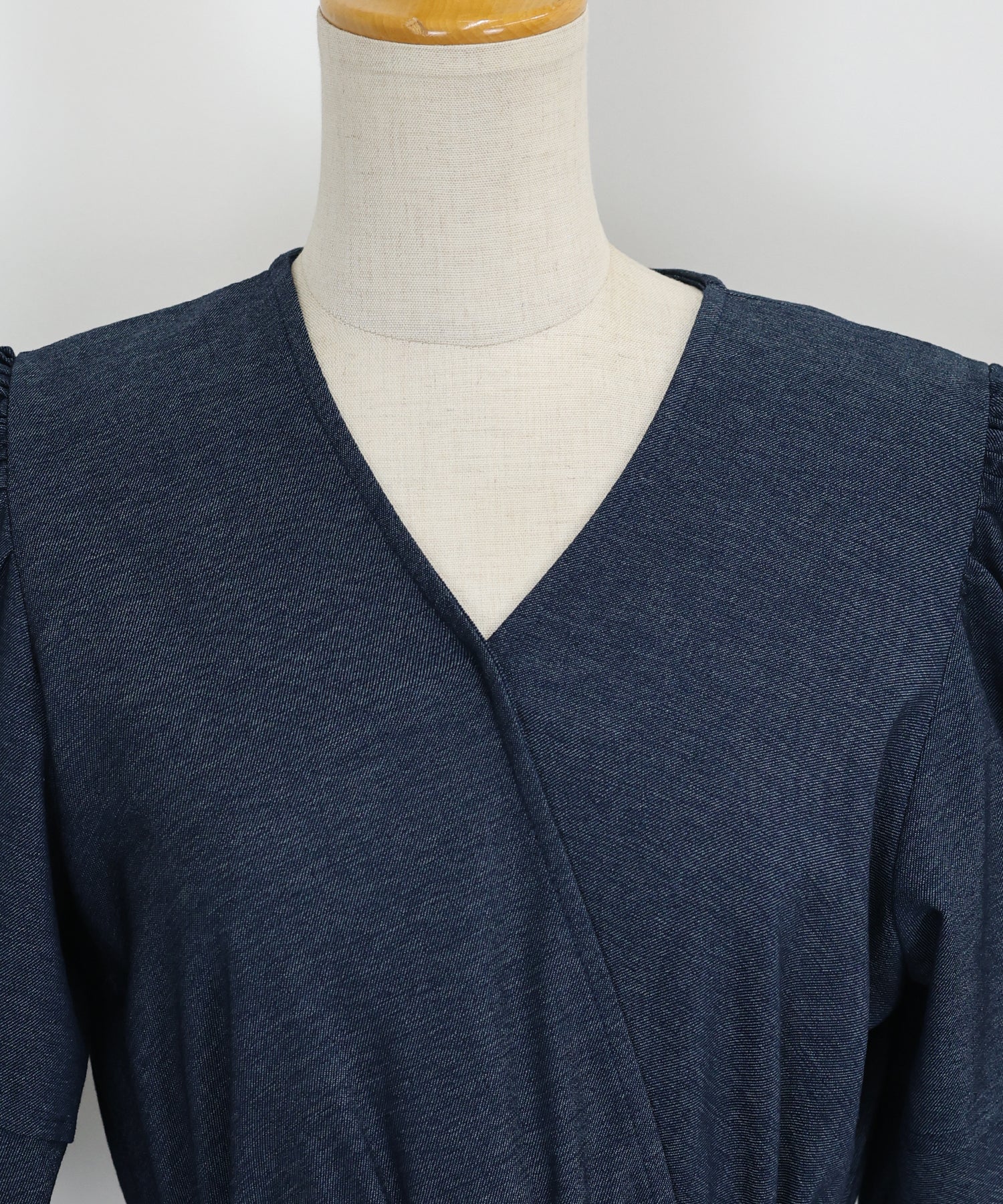 【SALE】デニムライクカシュクールワンピース