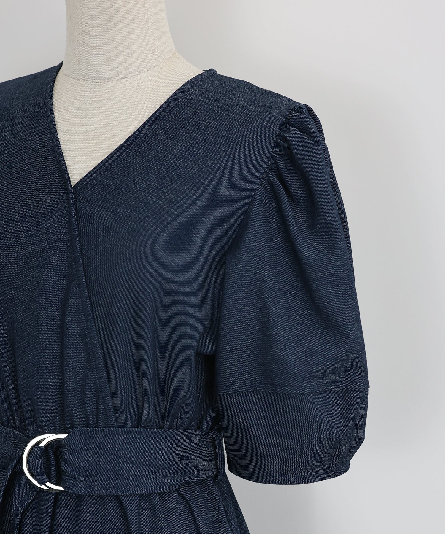 【SALE】デニムライクカシュクールワンピース