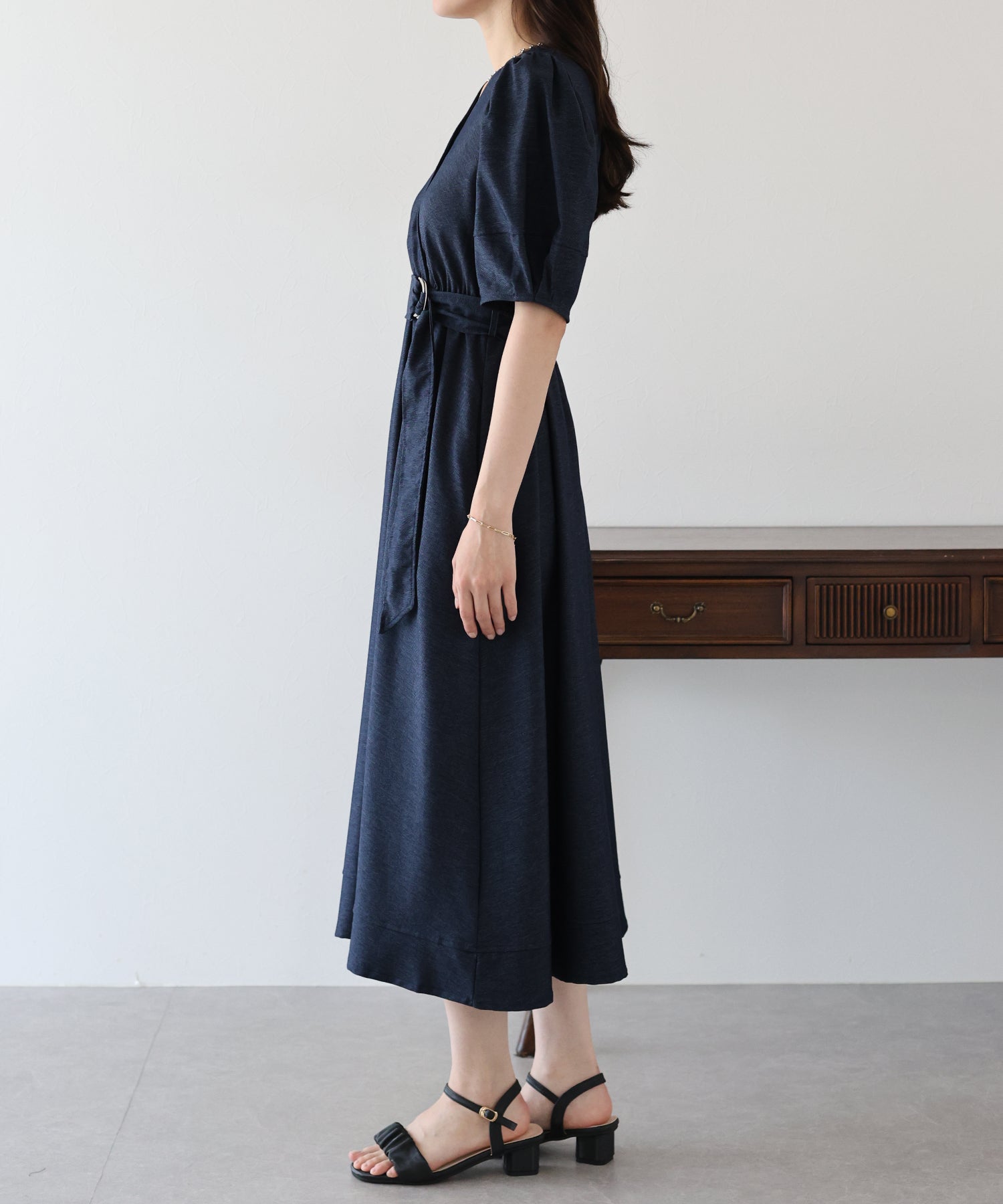 【SALE】デニムライクカシュクールワンピース