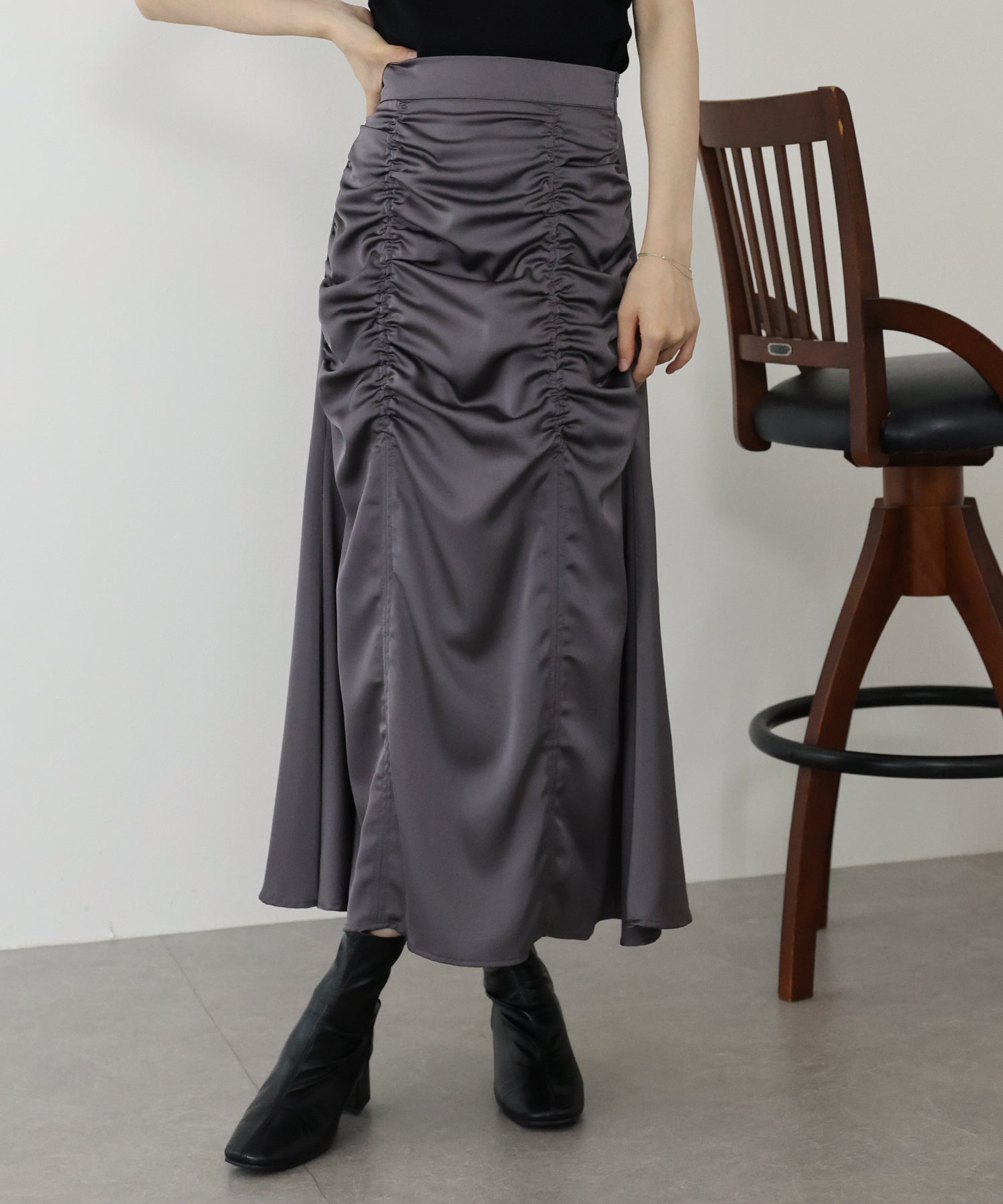 【TIME SALE】サテンギャザースカート
