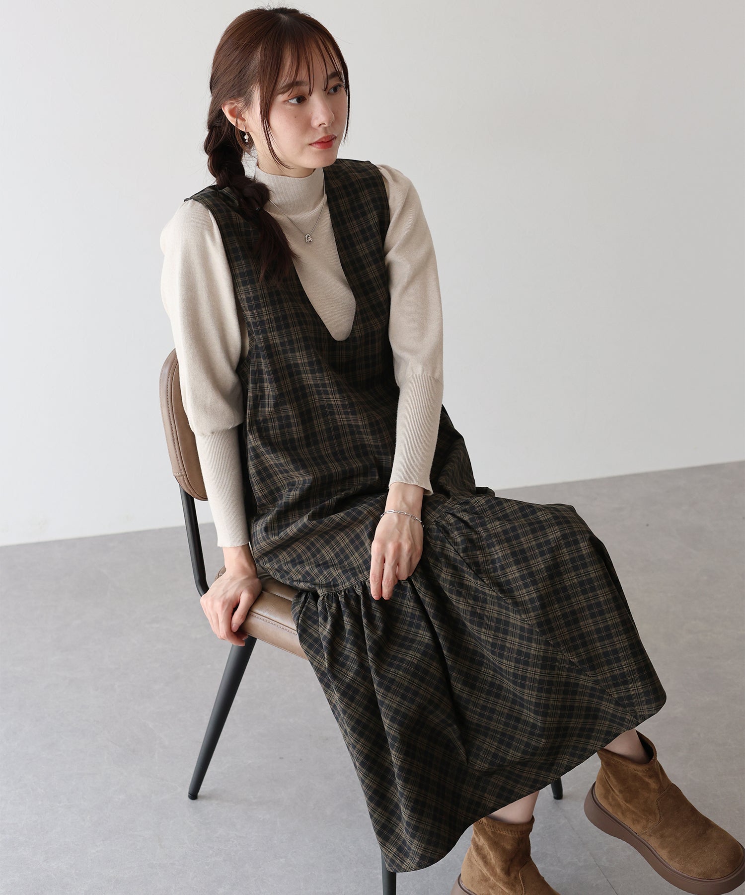 【TIME SALE】チェックジャンパースカート