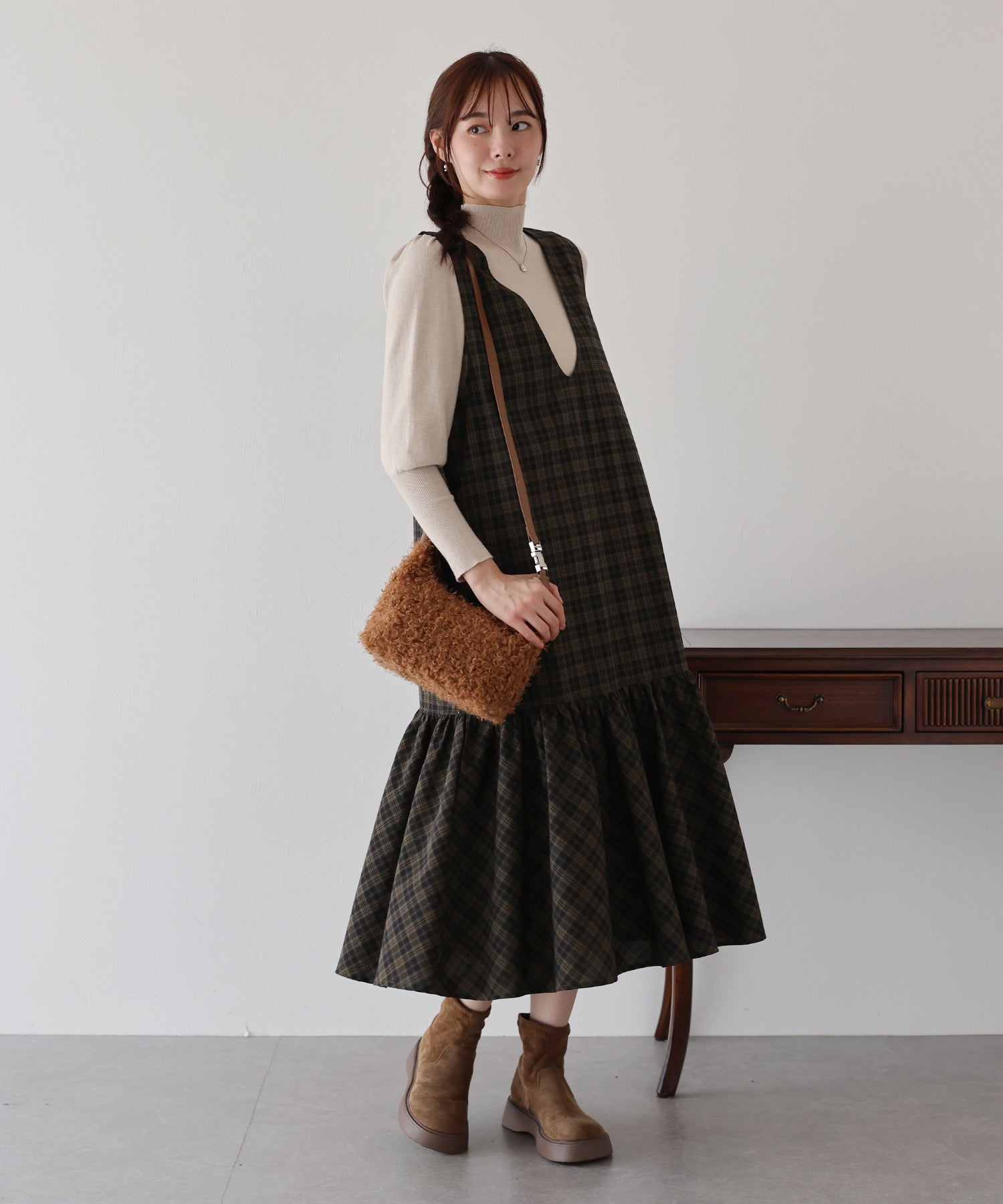 【TIME SALE】チェックジャンパースカート