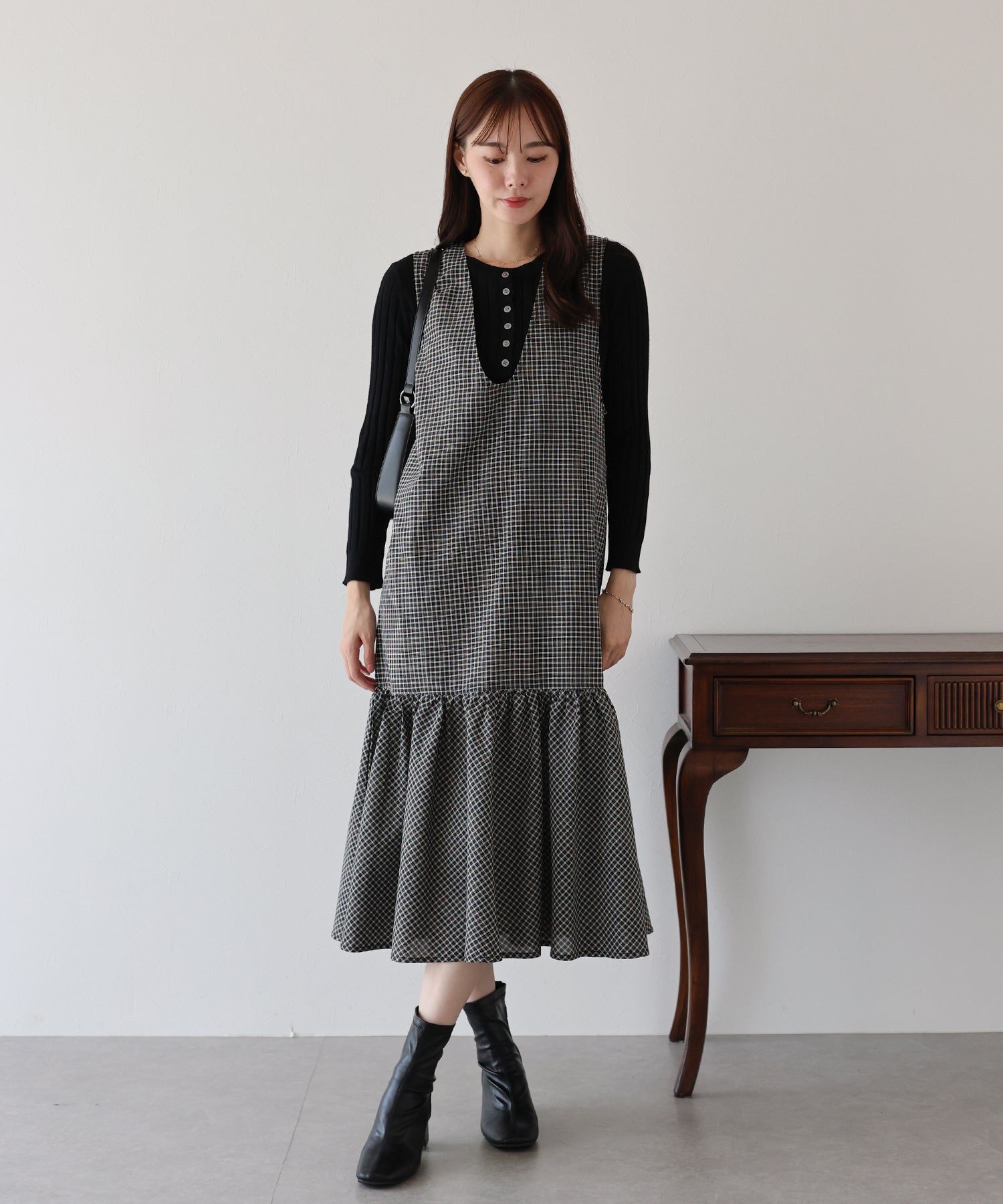 【TIME SALE】チェックジャンパースカート