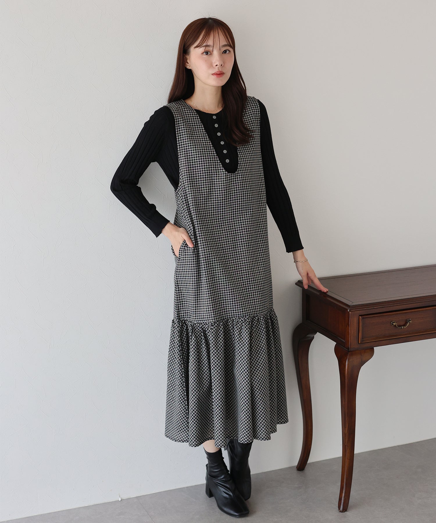 【TIME SALE】チェックジャンパースカート