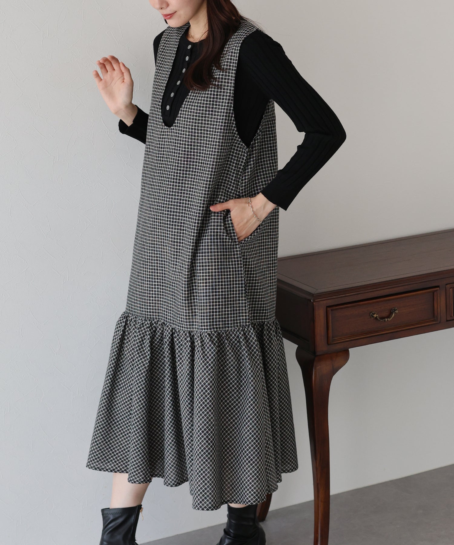 【TIME SALE】チェックジャンパースカート