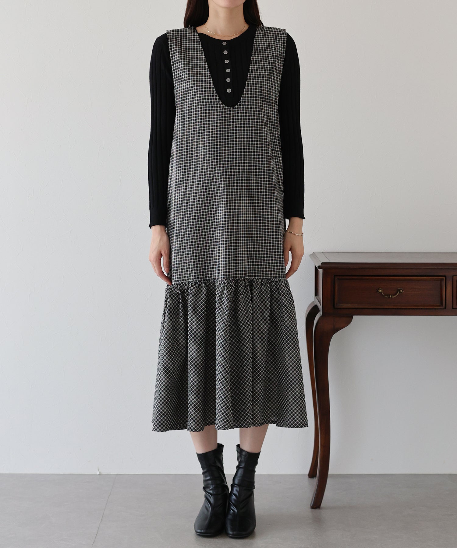 【TIME SALE】チェックジャンパースカート