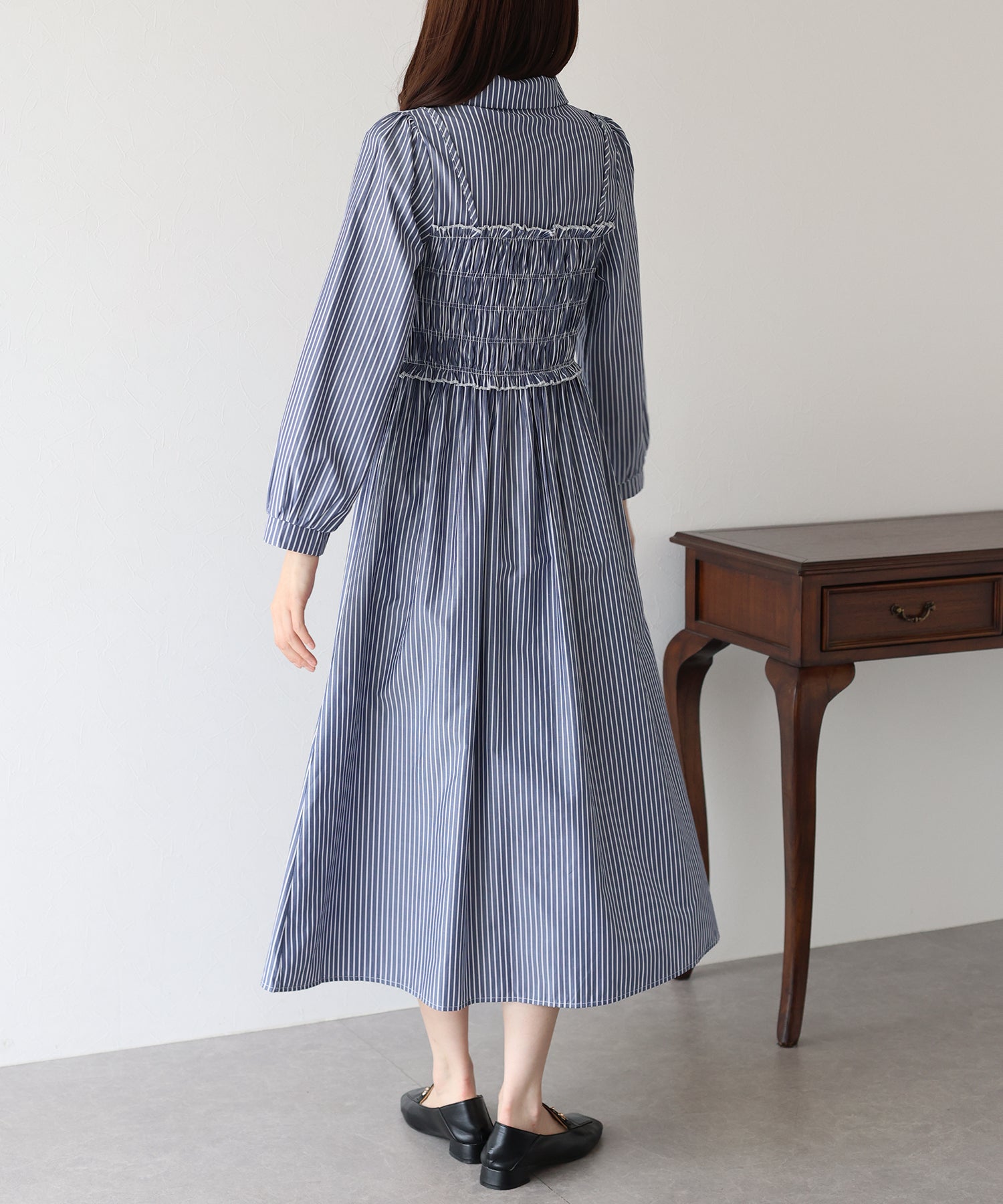 【TIME SALE】シャーリングシャツワンピース