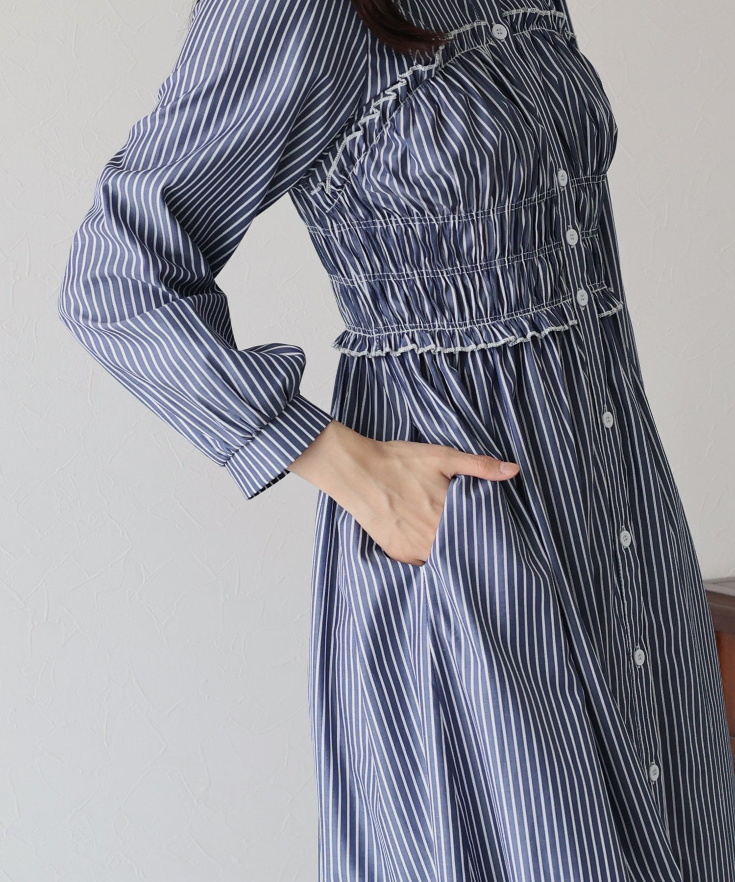 【TIME SALE】シャーリングシャツワンピース