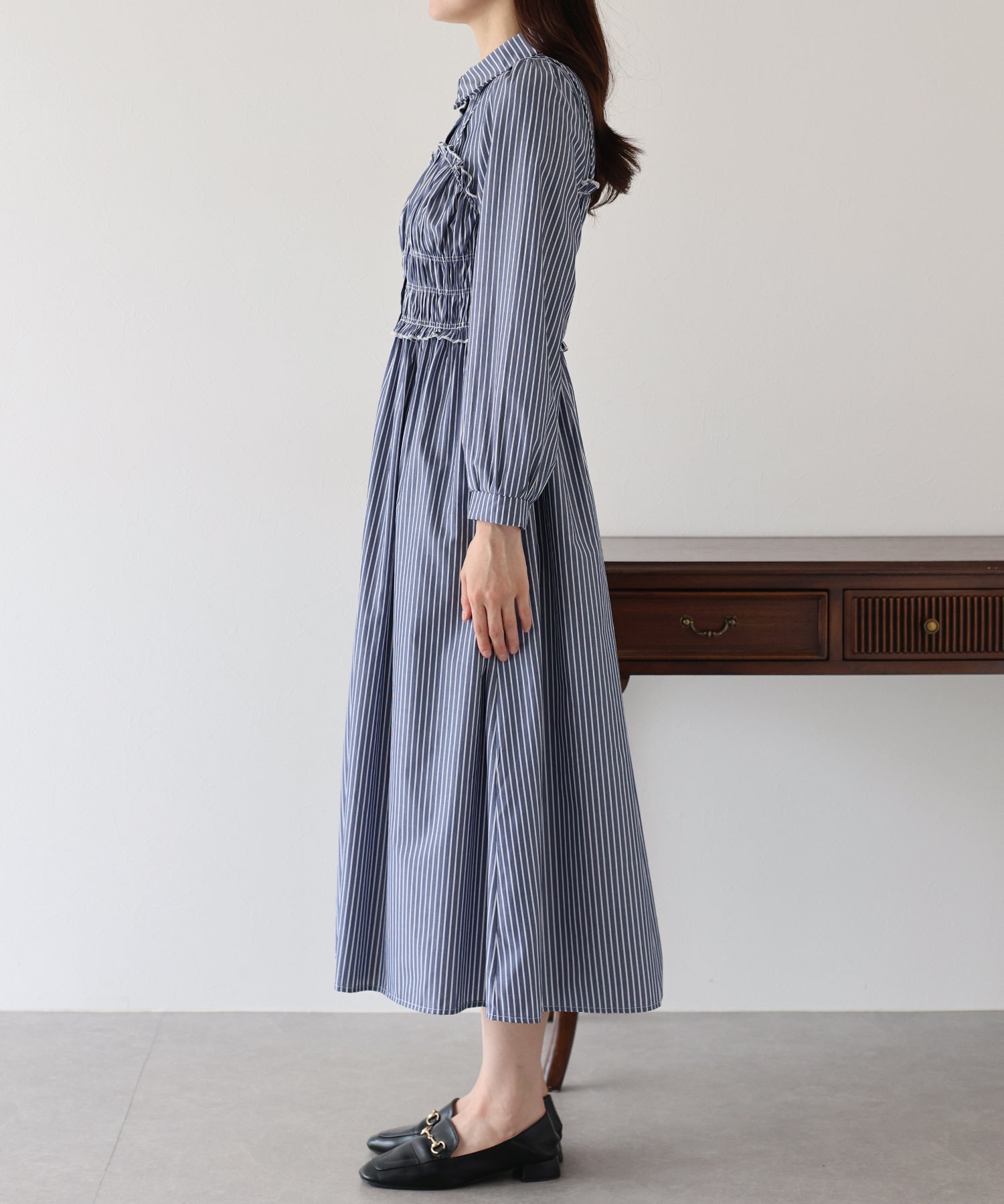 【TIME SALE】シャーリングシャツワンピース