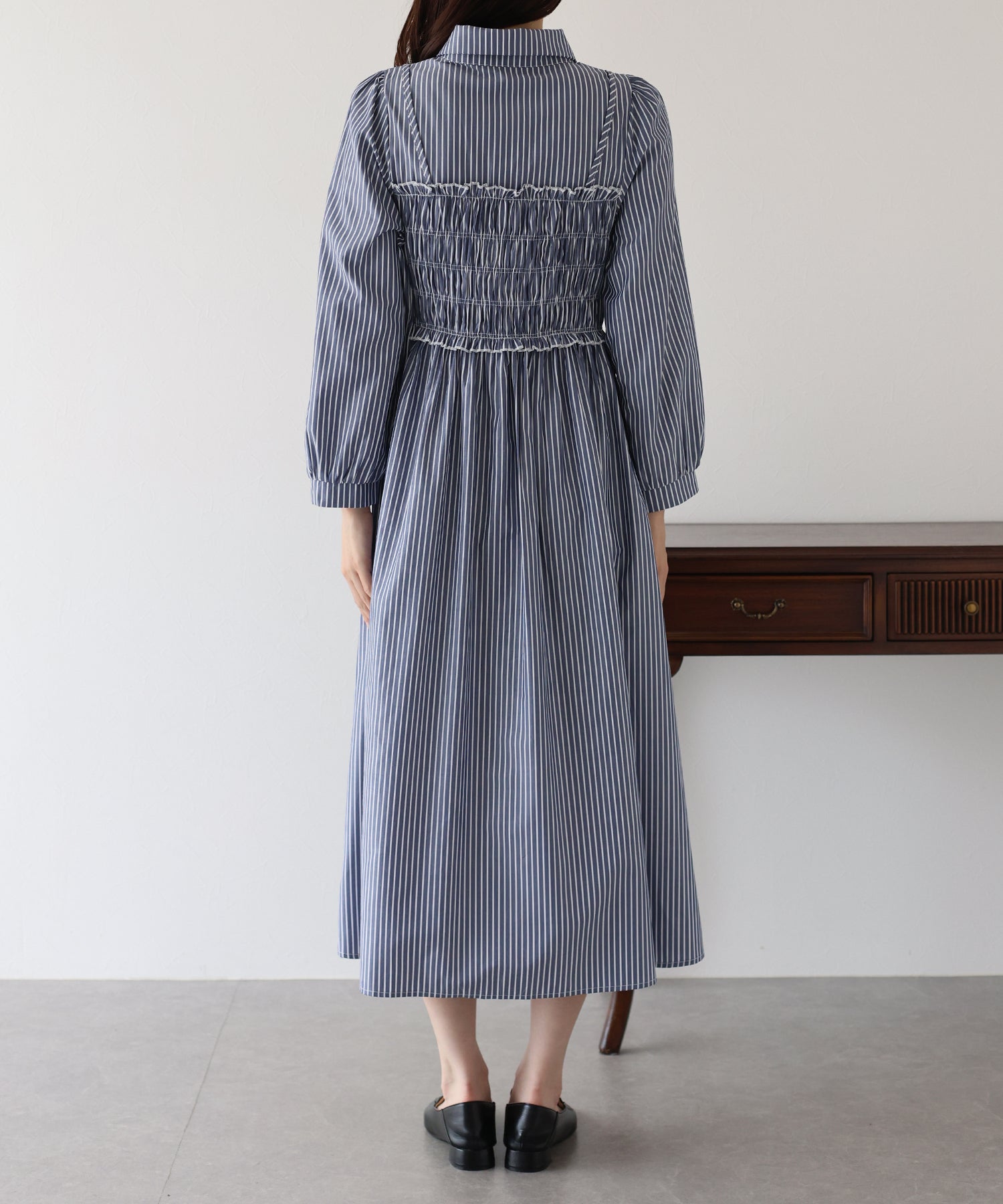 【TIME SALE】シャーリングシャツワンピース