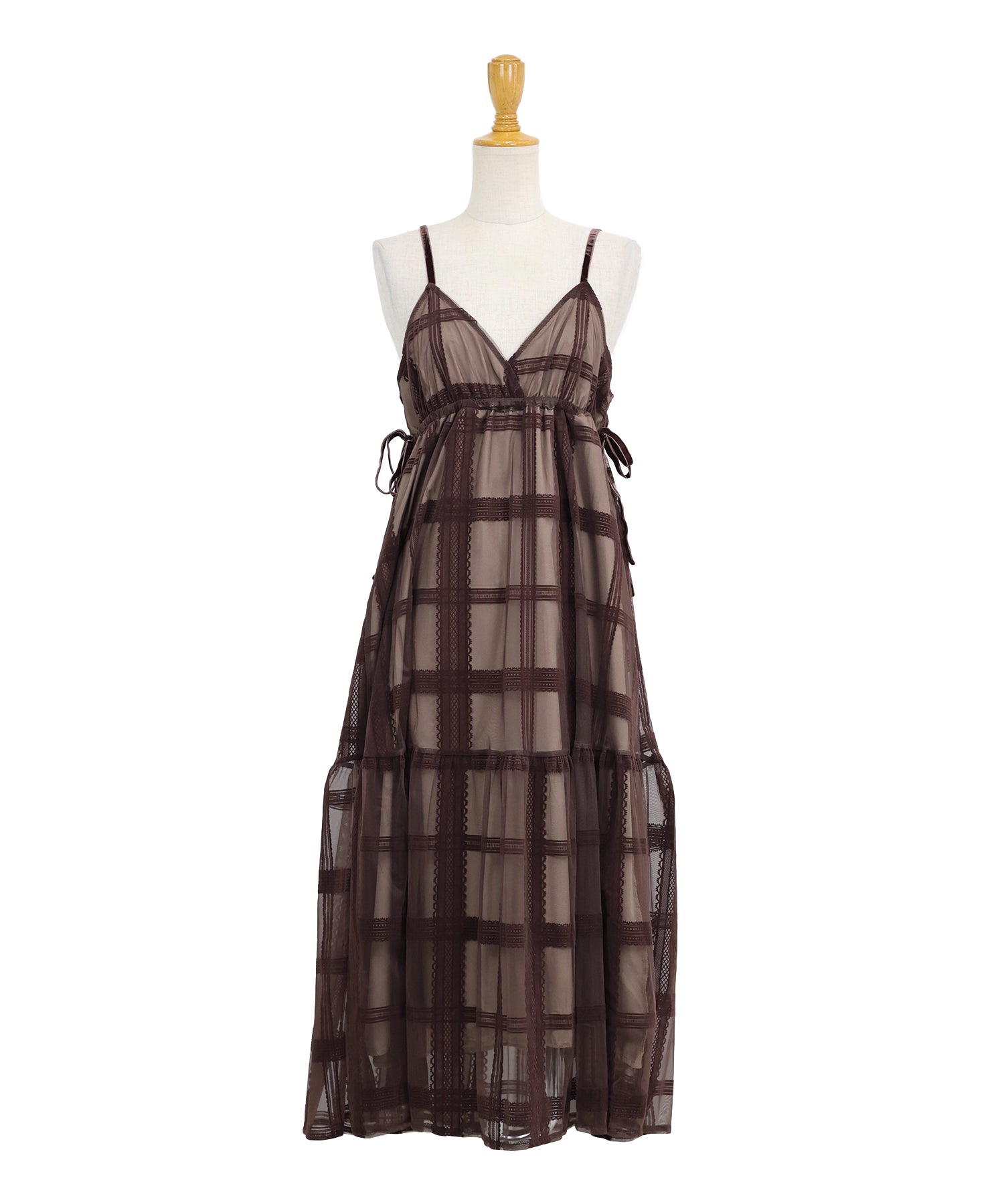 フロッキーチェックキャミワンピース