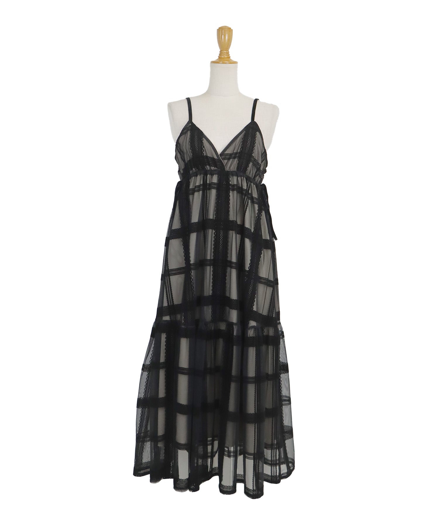 フロッキーチェックキャミワンピース